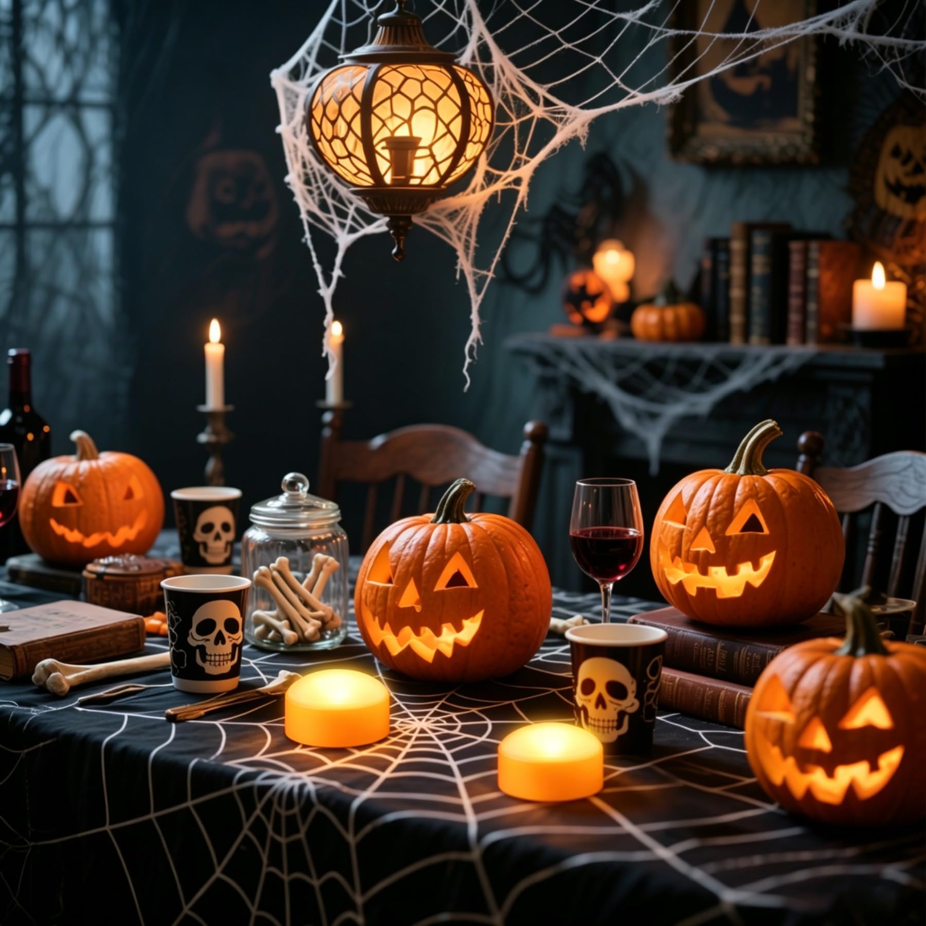 6 Sztuk Świateł LED na Halloween z Pilotem i Timerem, Zasilane Bateryjnie Bezpłomieniowe Migoczące Pomarańczowe Latarnie Dyniowe, Elektryczne Świece na Halloween do Dekoracji Zewnętrznych Dyni