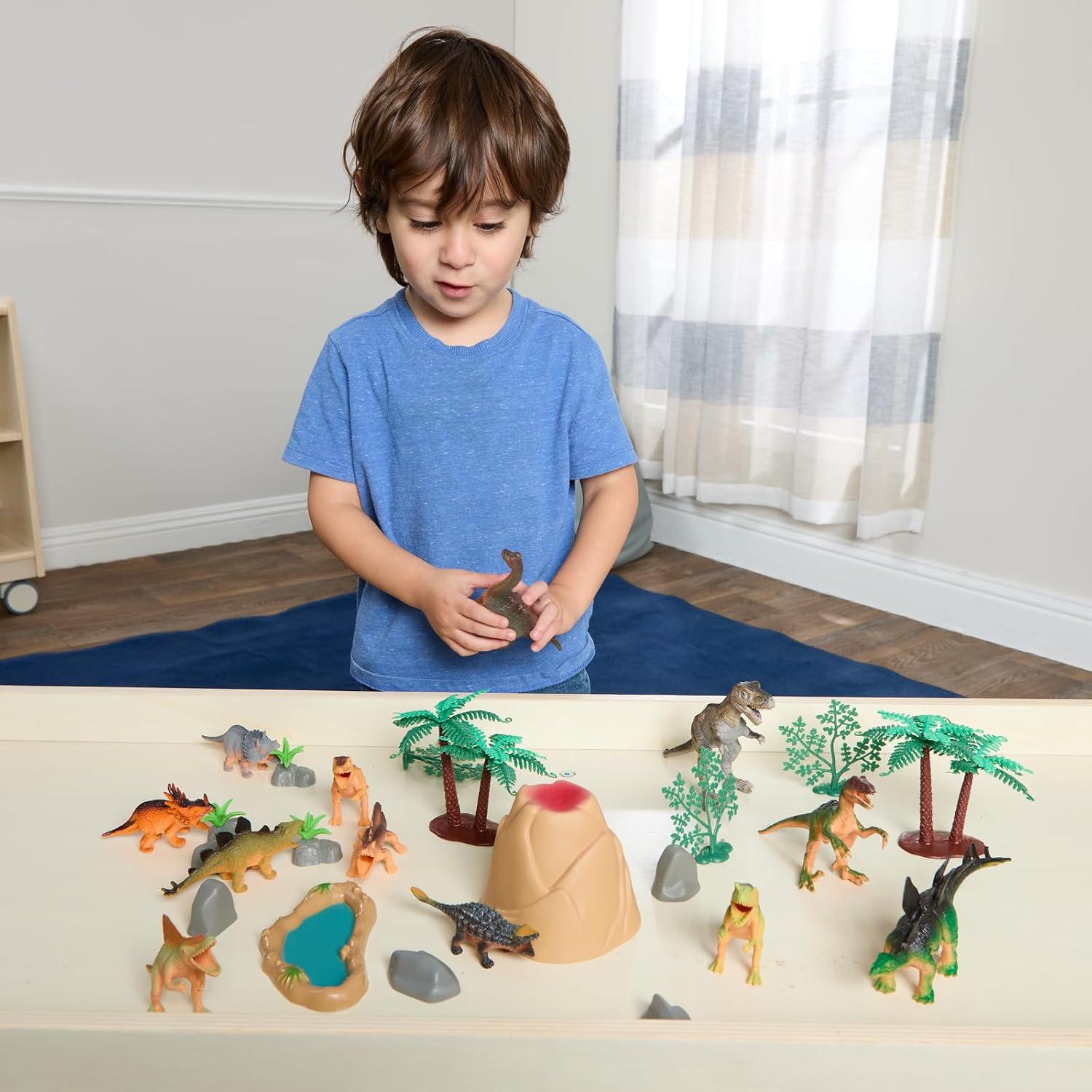 Dinosaur Bucket, 31 Pieces, Dinosaur Toys, Toy Dinosaurs, Plastic Dinosaurs, Dinosaur Party, Dinosaur Figures for Kids 3-5, Dinosaur Toy Set, Plastic Animals, Dinosaurs Toddlers