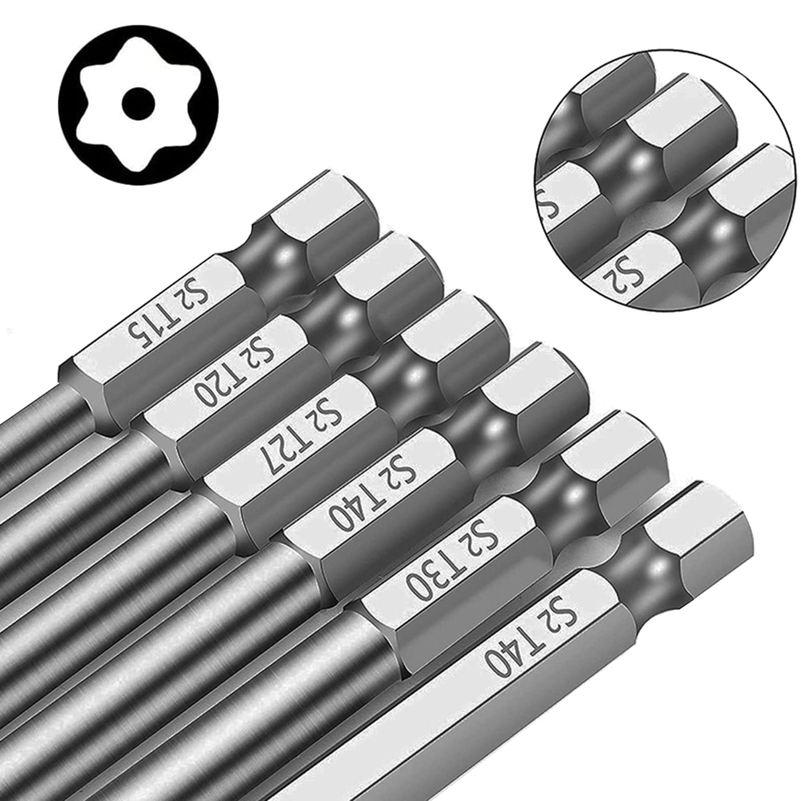 Fixinus 11-tlg. Torx-Bit-Set Lang (75 Mm) – T6 Bis T40, S2 Stahl, Magnetisch – Inkl. L-förmigem Bithalter