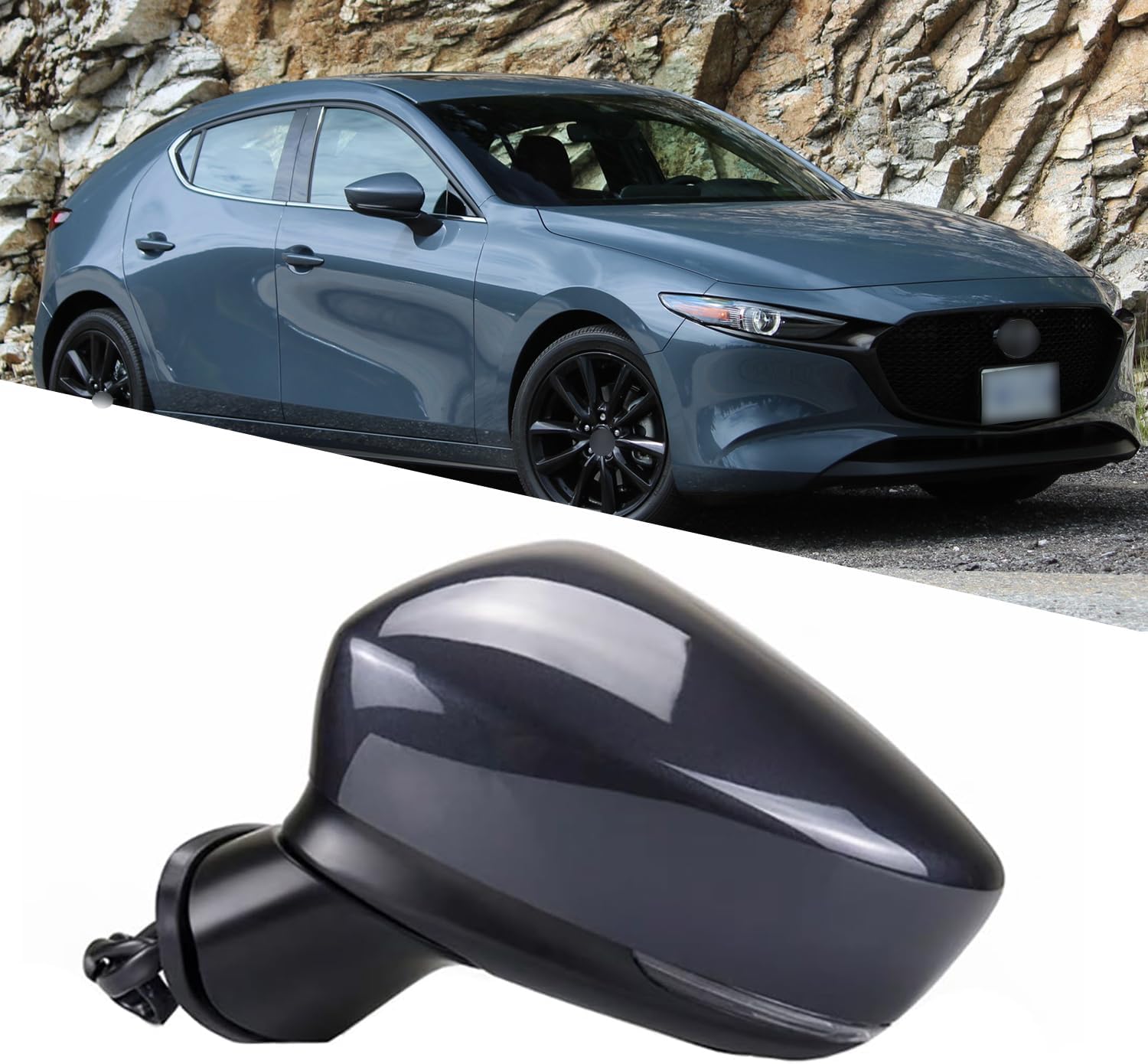 Driver Side Mirror Assembly Fit for 2017 2018 2019 Mazda 3 Side View Mirror Side Mirror Replacement Car Rear View Mirror for Mazda 3 Accessories Electric Adjustment, Turn Signal Light