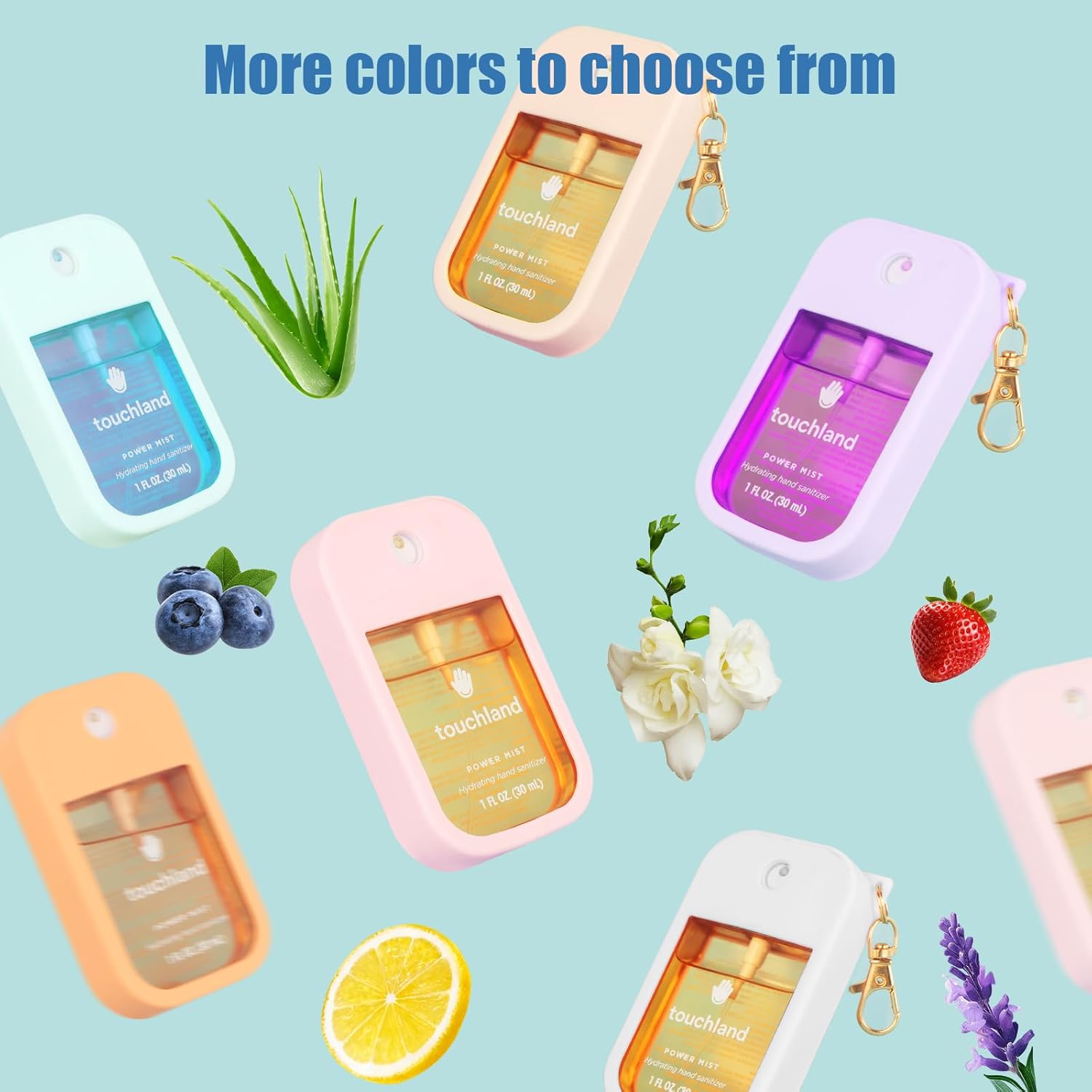 Hand Sanitizer Spray Case Compatible with Touchland, Silicone Hand Sanitizer Case Holder with Keychain for Power Mist and Glow Mist 1 fl oz,((Pink+light Orange+Red) - Image 6