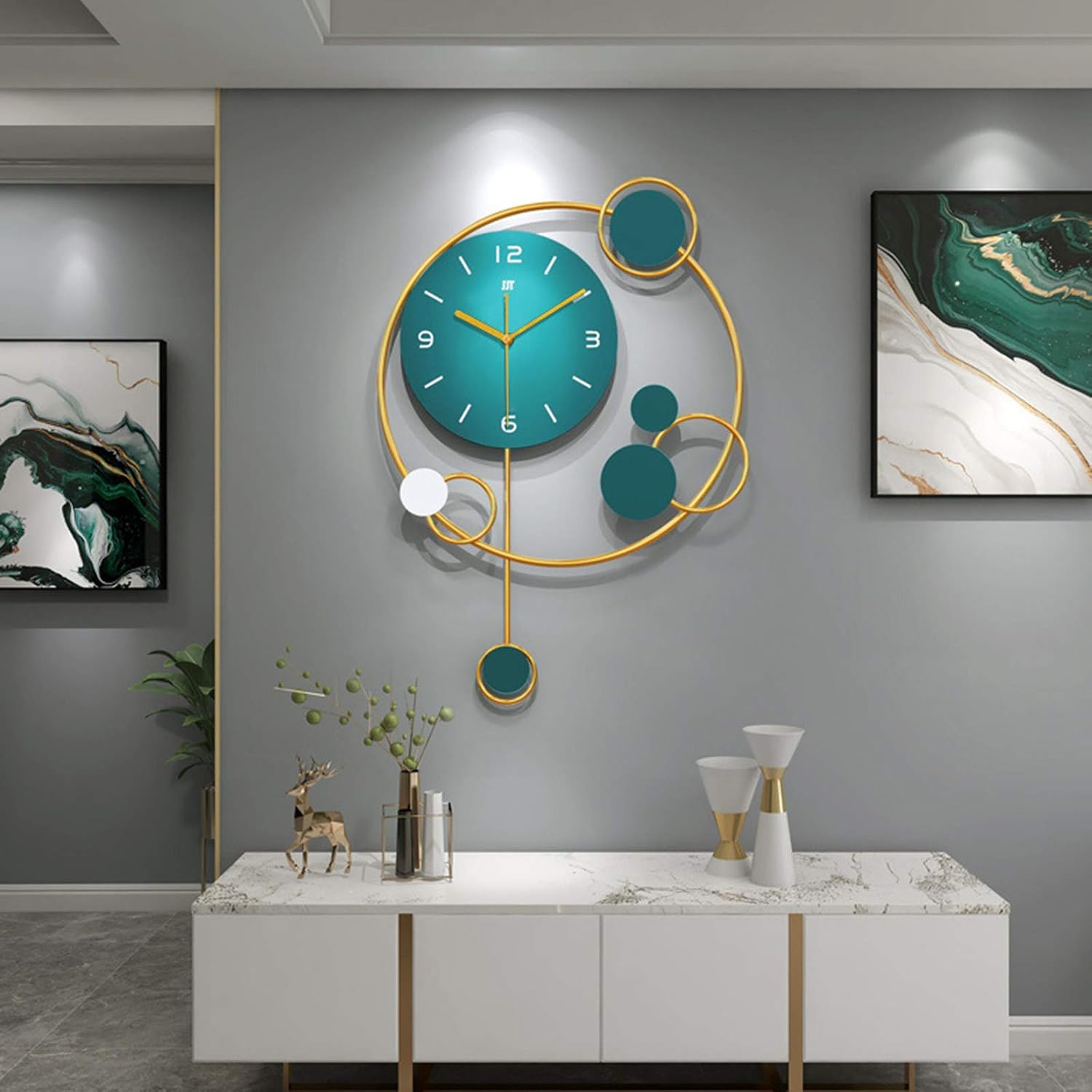 Amazon.com: INTCHE Wall Sculptures, Large Wall Clocks for Living Room ...