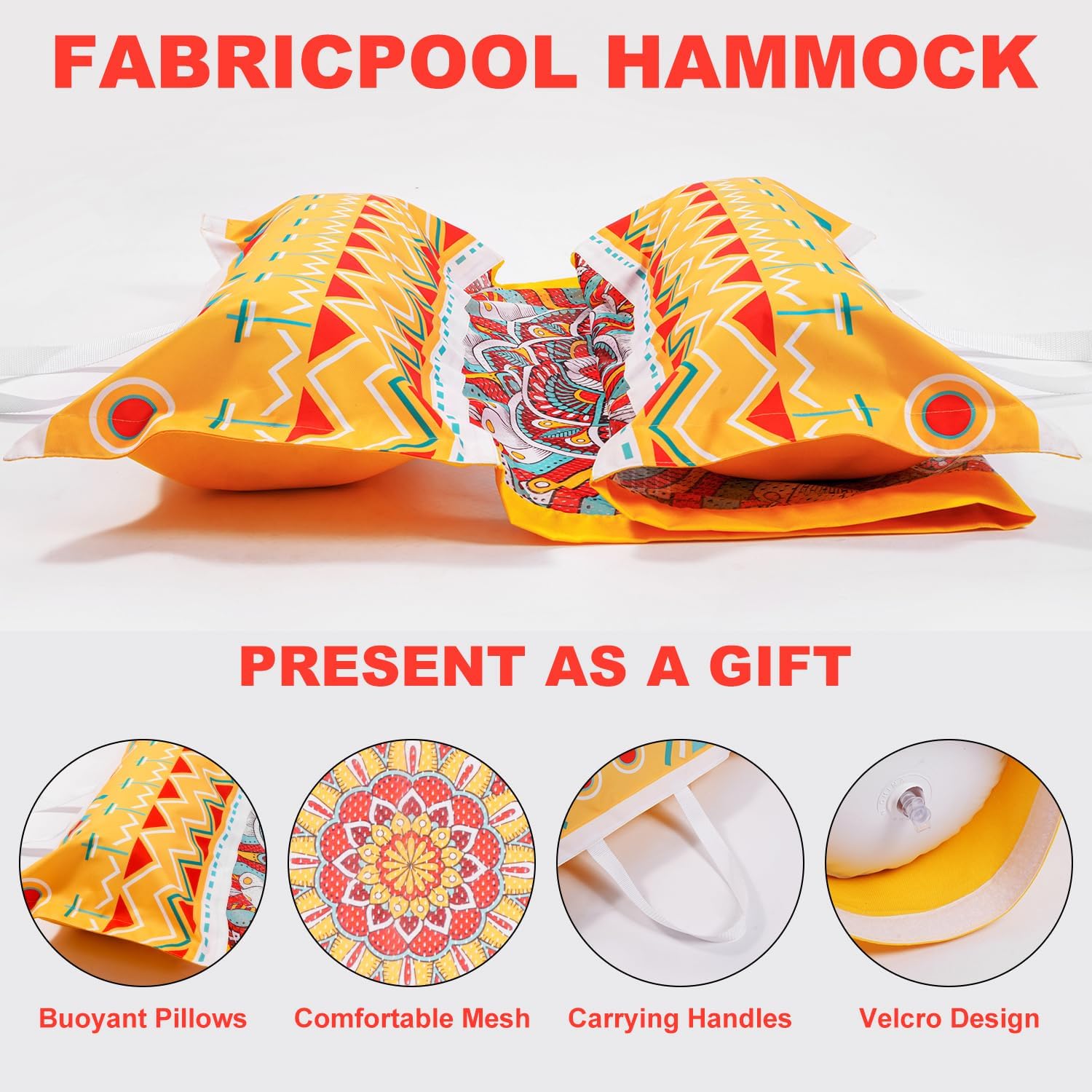 2 Packs Pool Hammock Floats for Adults Fabric Inflatable Pool Floats Chair 4-in-1 Multi-Purpose Rafts Lounger Water Hammock for Swimming Pool/Lake/Outdoor/Beach