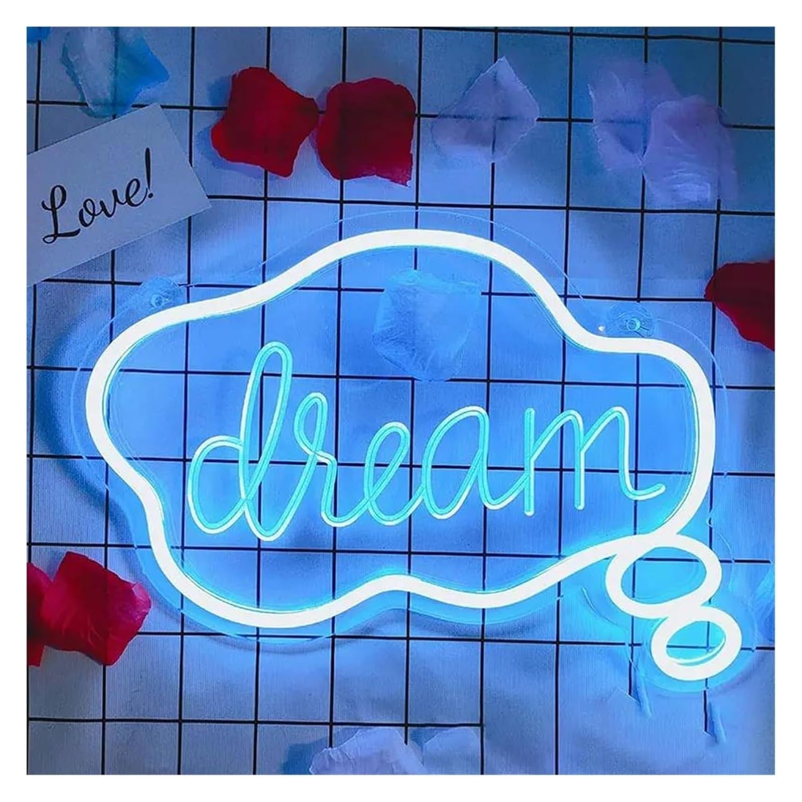 Lettere colorate illuminazione interna insegna al neon da sogno ufficio camera letto parete bar arredamento(Blu)