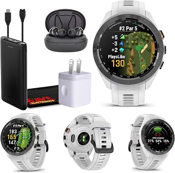 Garmin Approach S70 - GPS Golf Smartwatch AMOLED 42mm White Bundle