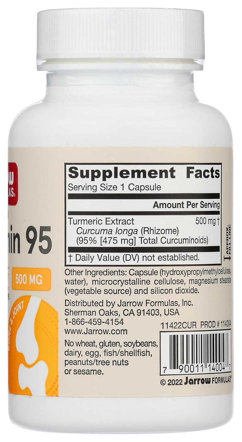 JARROW FORMULAS Curcumin Vegetarian Capsules, 500 mg, 60 CT