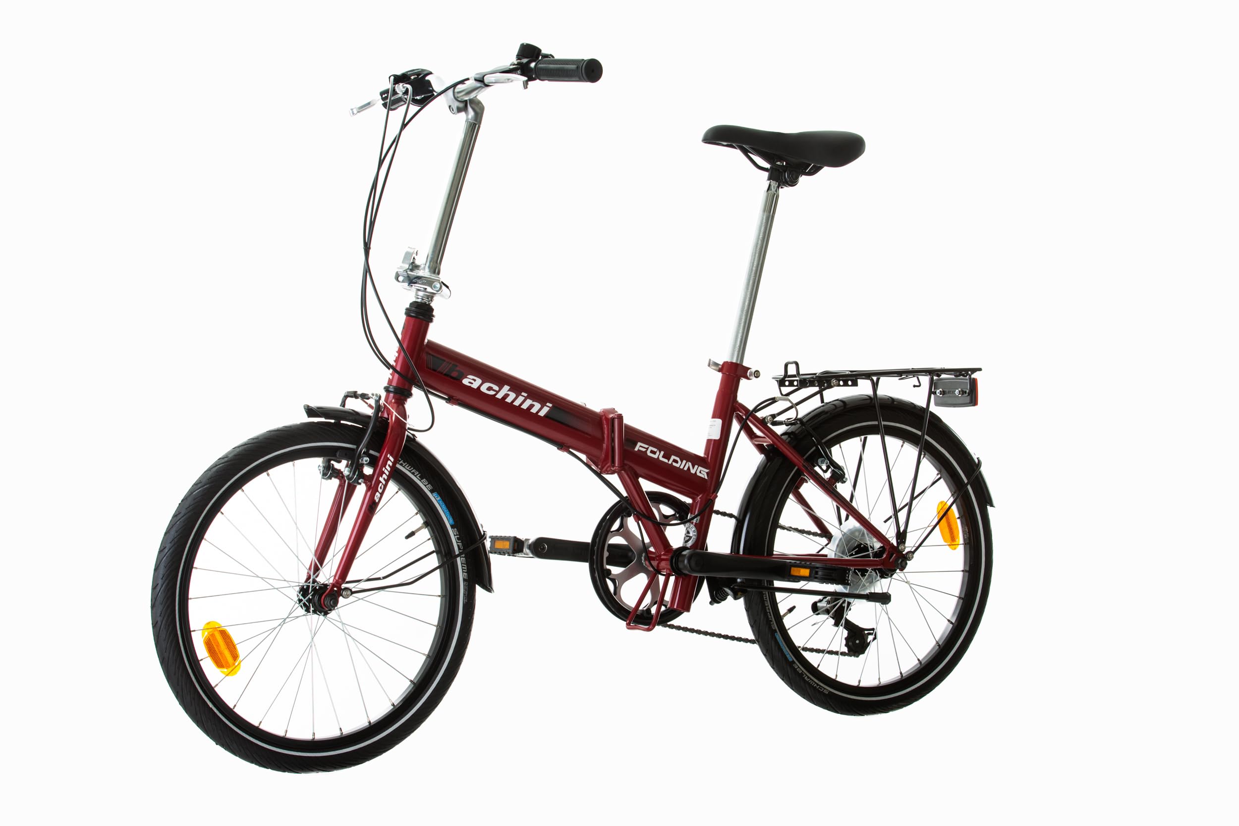 Multibrand PROBIKE Pieghevole 20 pollici, bicicletta pieghevole a 6 marce, bicicletta da uomo e ragazzo, parafanghi, adatto a partire da 155 cm - 185 cm (rosso/bianco)