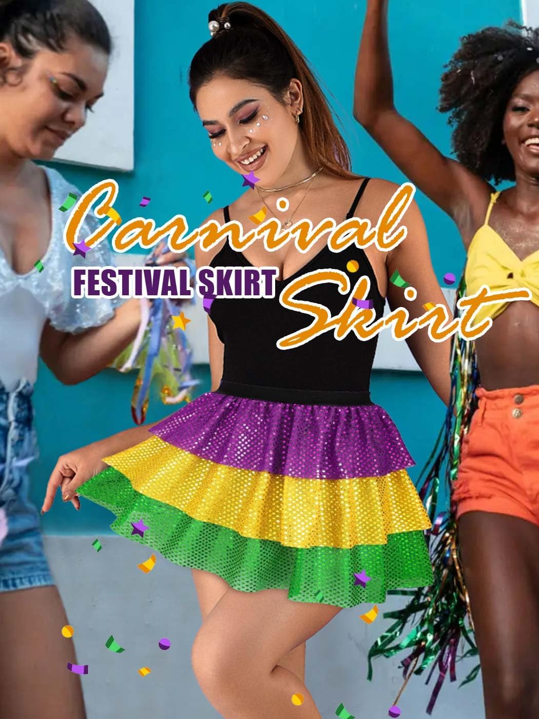 TWINKLEDE Sparkly Tutu Skirt Carnival Costume Festival Dance Skirts Outfit for Women - Image 7