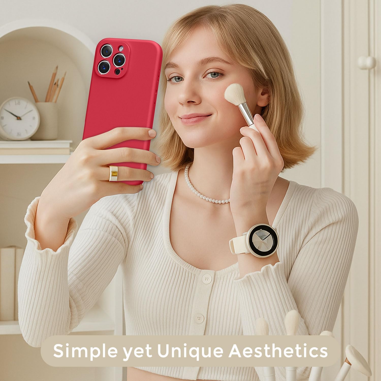 Ktele Magnetic for iPhone 16 Pro Max Case [Compatible with Magsafe] [Premium Silicone Satin-Smooth Touch] Slim Shockproof Anti-Scratch Microfiber Lining Case, 6.9 inch, Red - Image 7