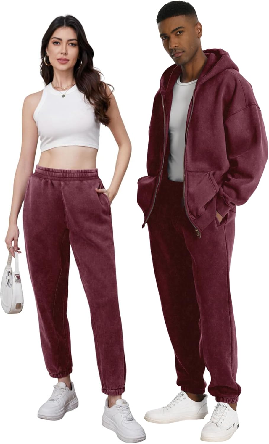 FAIABLE Heavyweight Fleece-Lined Joggers for Men, Winter Warm Washed Sweatpants Relaxed Fit Tapered Cuff & Drawstring Unisex - Image 4