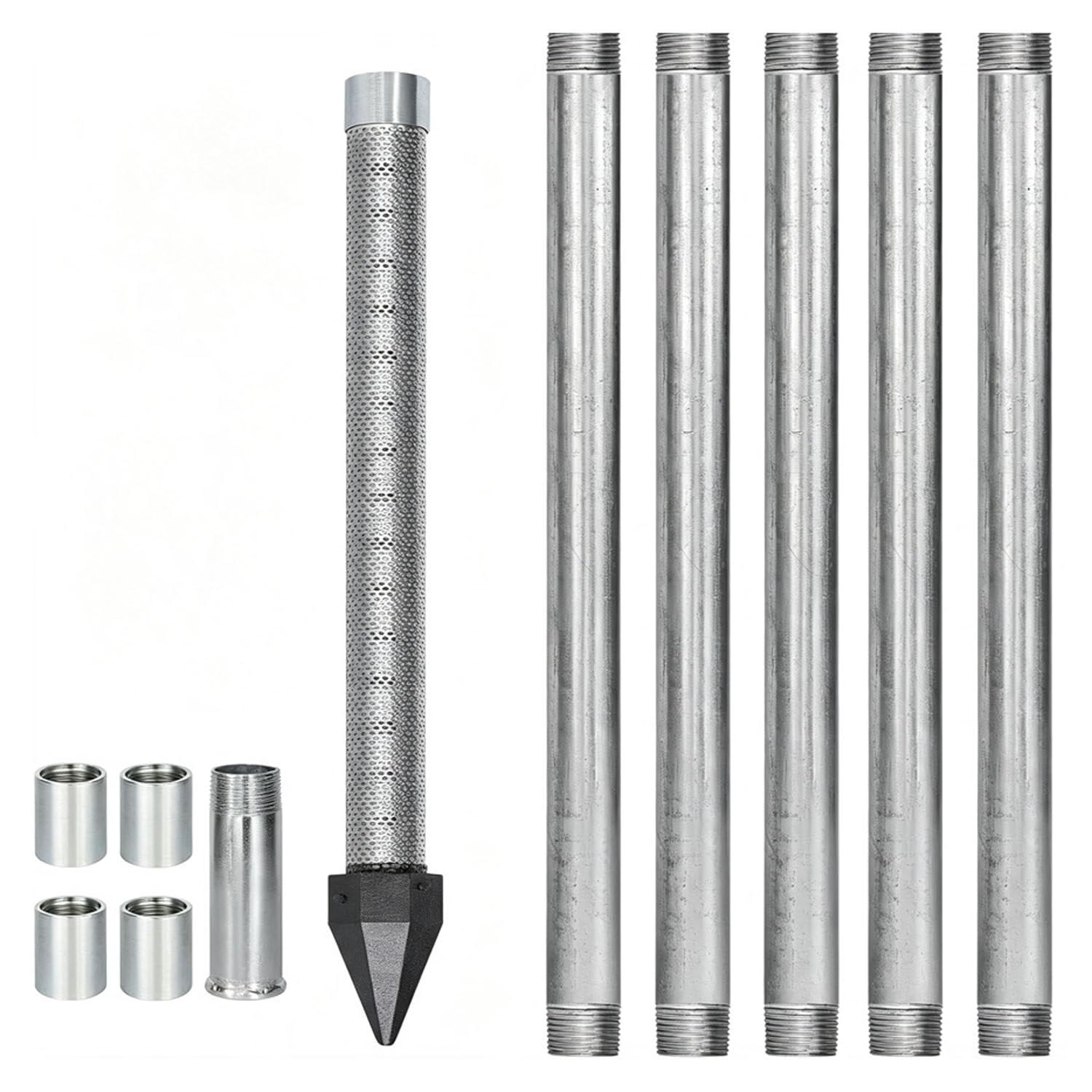 Kit Pozo Filtro Arena, Tubos galvanizados pozos Superficiales BasicKit | Kit pozo arena 1-1/4" alta resistencia, filtro 60 mallas, tuberías galvanizadas con manguitos para jardín