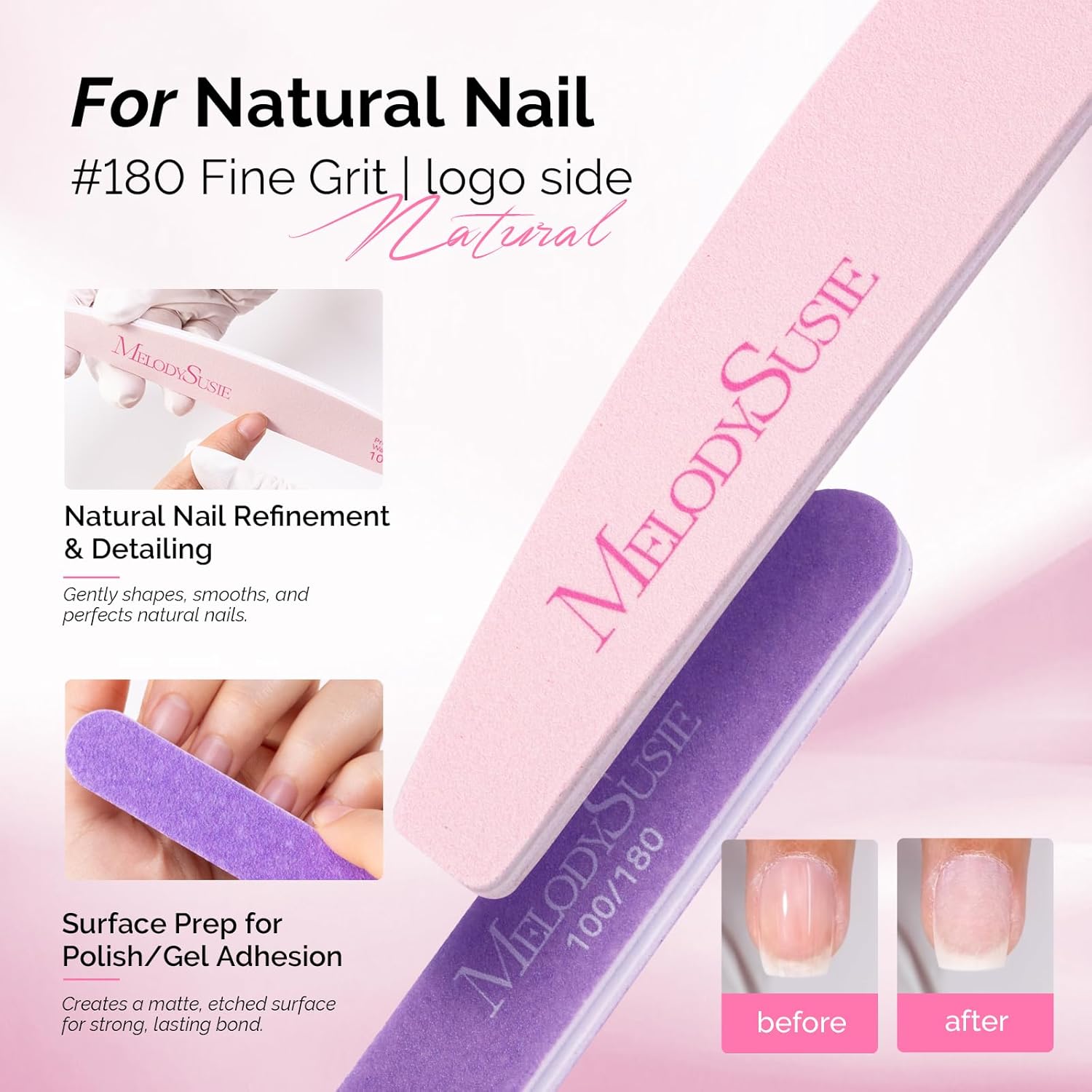 MelodySusie Professional Classic Nail Dust Collector with Powerful Suction and 7Pcs Double Sided 100/180 Grit Mixed-Shape Nail Files