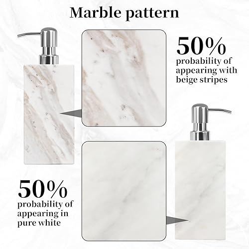 Miniatura 7 de Dispensador de jabón de mármol blanco para encimera de baño y cocina, dispensador de loción y jabón líquido, botella de jabón de 6.7 onzas con bomba