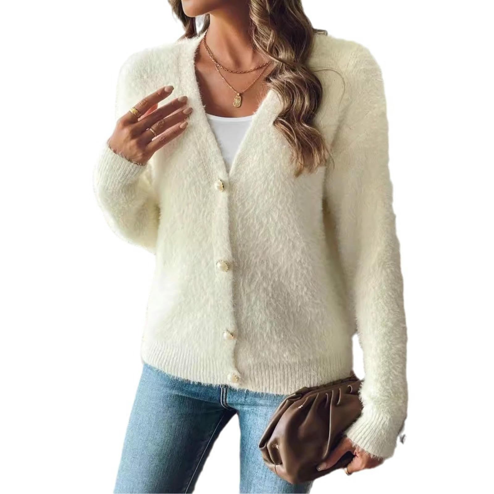 Maglioni da Donna Magi di Cardigan A Quattro Botton d'Autunno Inverno Invernale Femminile