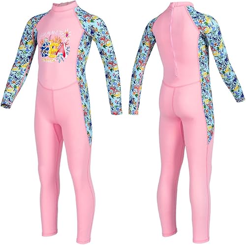 Miniatura 4 de Traje de baño de cuerpo completo de una pieza de manga larga para niños, traje de baño de protección solar para niños y niñas