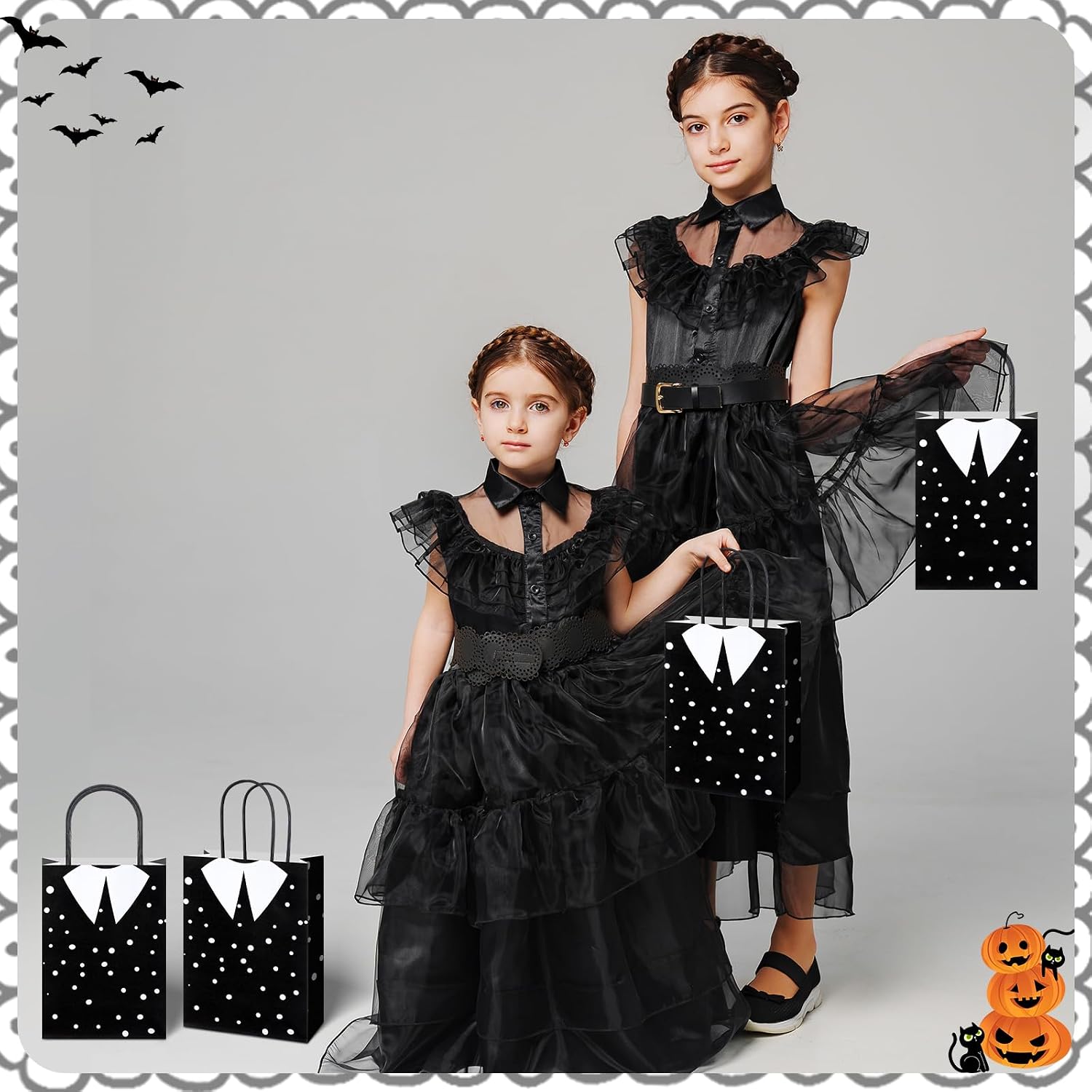 Gilprop 24Pcs Halloween Paper Gift Bags Goth Birthday Favors, Polka Dot image 5