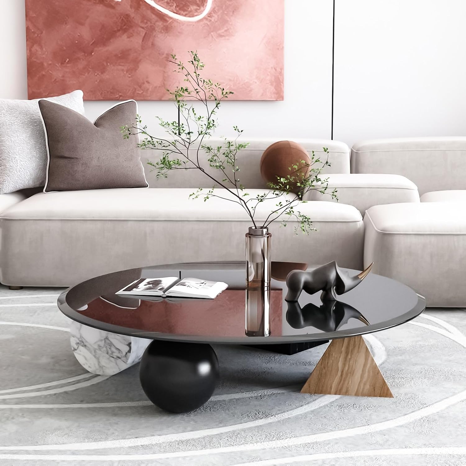 Tempered Glass Table Top, Round Thick Beveled Polished Edge Glass Surface Replacement Table Top for Office/Lobby/Meeting/Dining/Patio/Coffee Tables, Black (36")