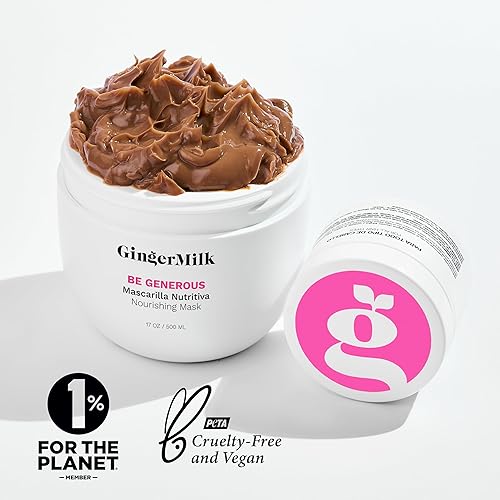 Miniatura 7 de Mascarilla reparadora profunda para cabello seco y rizado, aceite de ricino, biotina, jengibre, sin sulfato, Be Generous by Ginger Milk - 17 oz