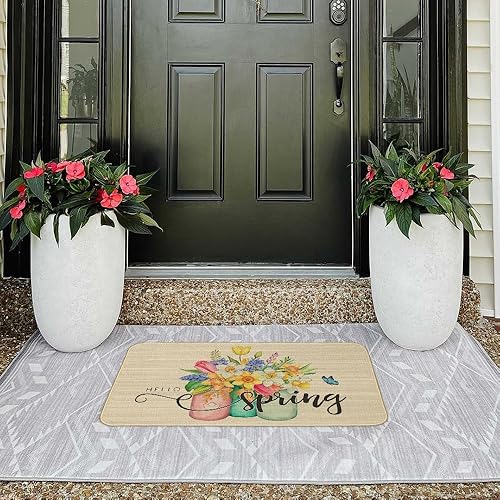 Miniatura 6 de CROWNED BEAUTY Tapete floral de primavera para puerta delantera, para interiores y exteriores, tapete de entrada para entrada exterior de porche, 17