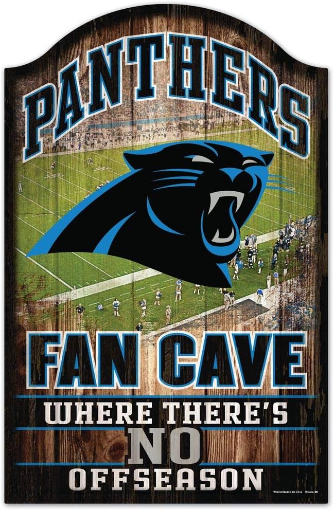NFL Carolina Panthers 05402012 Wood Sign, 11" x 17", Black