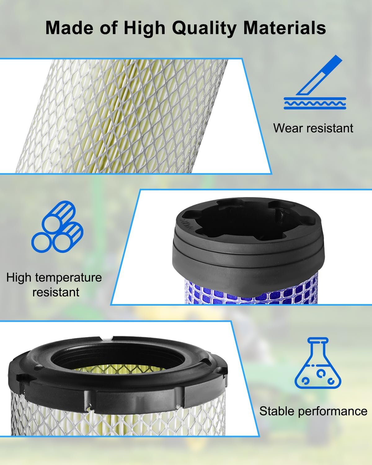ULZOZN Filter Kit Fit for John Deere ZTrak Mower Z710A Z720A Z915B Z915E Z930M Replace M131802 M131803 AM125424 AM116304 XC92YC MIU11020
