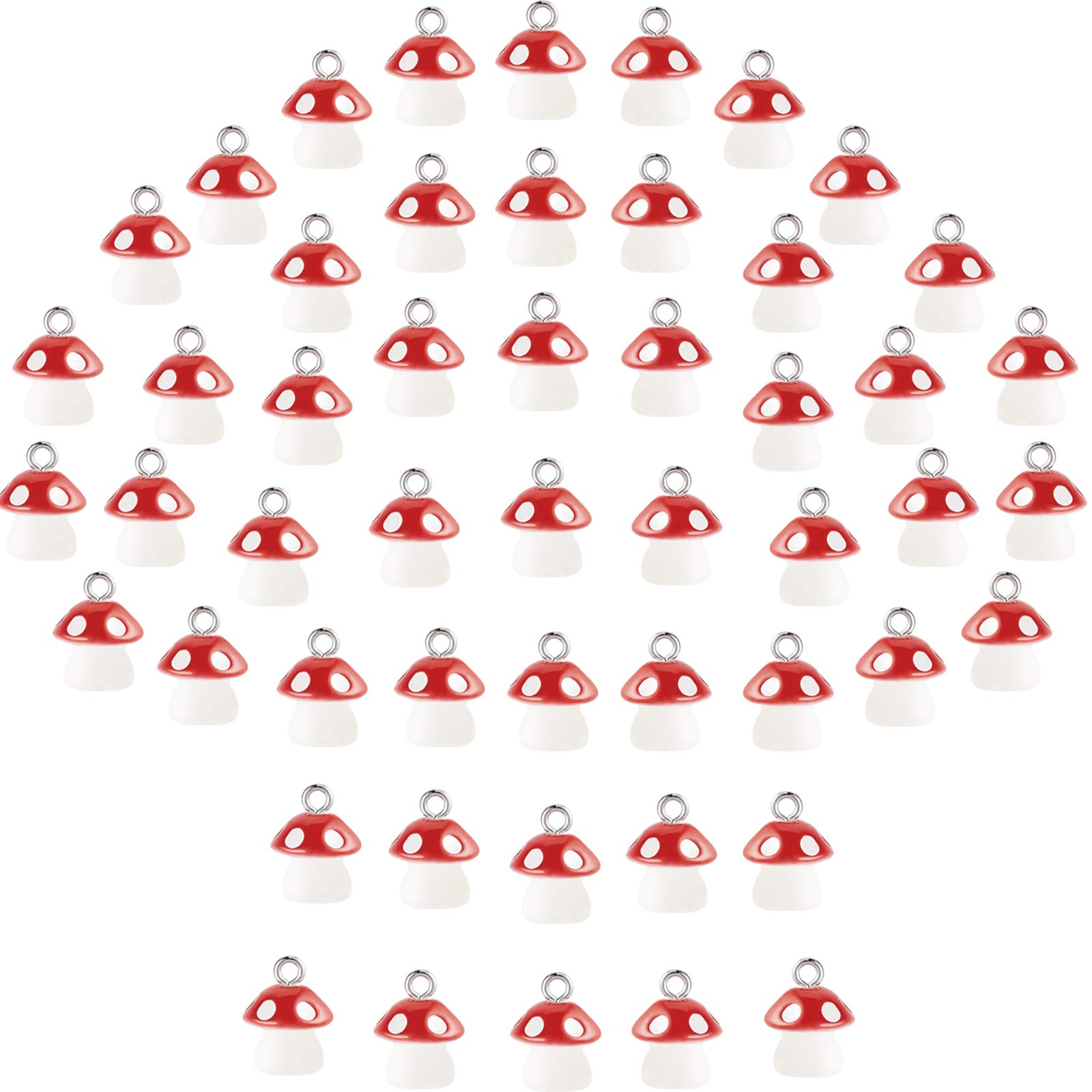 Jetec50 Pieces Mushroom Charm Pendant Mushroom Resin Charm Mushroom Jewelry Finding Charm DIY Pendant Making Resin Charm for Bracelet Necklace Earrings Keychain Craft