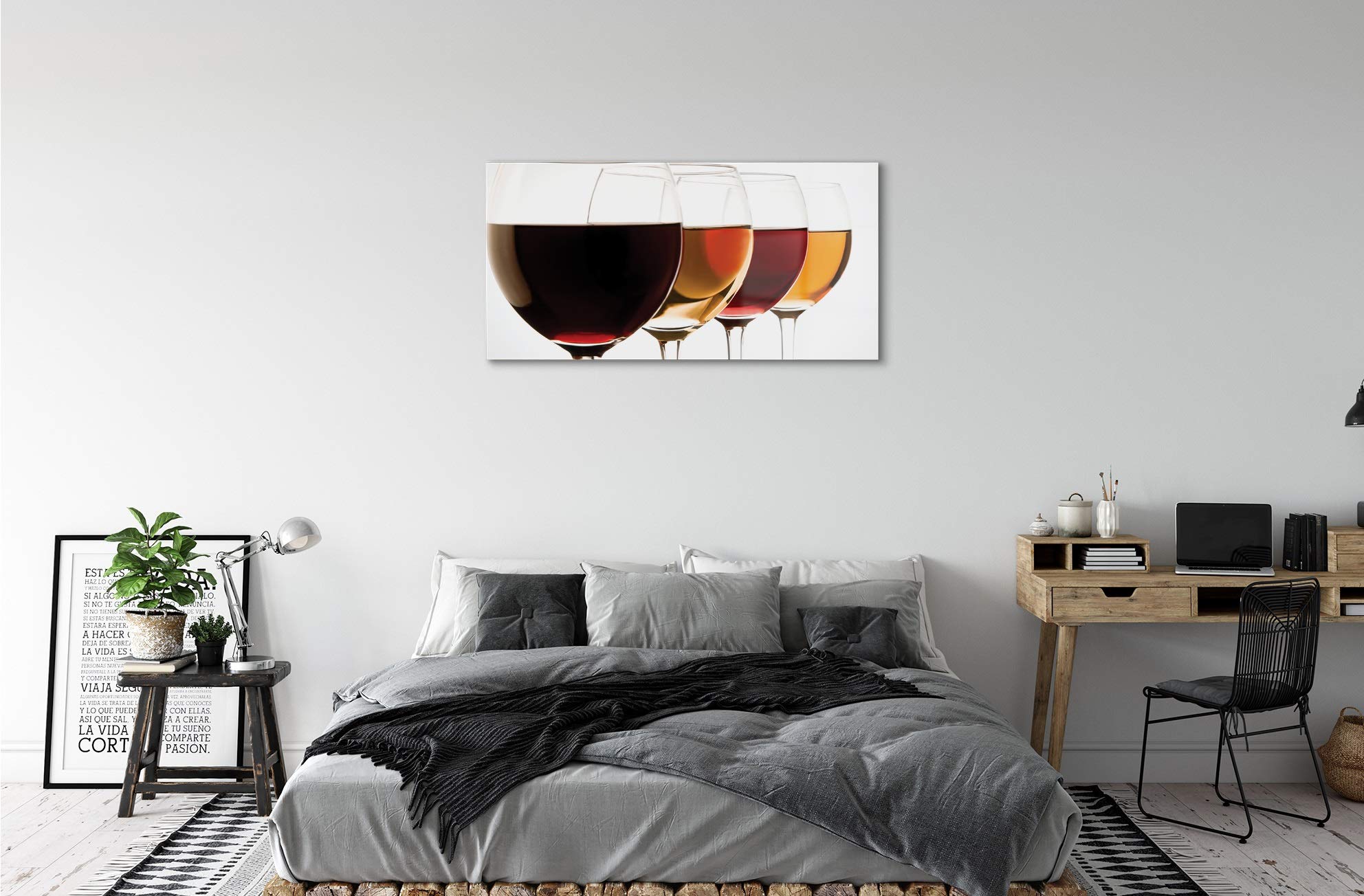Tulup Cuadro de Cristal 140x70cm Impresa Decoración De Pared Mural - Vino Copas de Vino