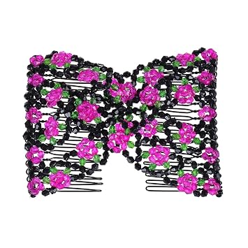 Magic Hair Side Combs Stretch Double Clips Hair Combs Bun Maker Tool for Women Girls Thick and Thin Hair Styling Accessories, Pack of 6