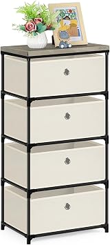 HAITRAL Fabric Storage Chest, Drawer Clothes Organizer - 4 Drawers Storage Organizer Unit for Closet, Easy Assembly Closet Dresser for Dorm, Bedroom, Hallway, Storage Bins Off White
