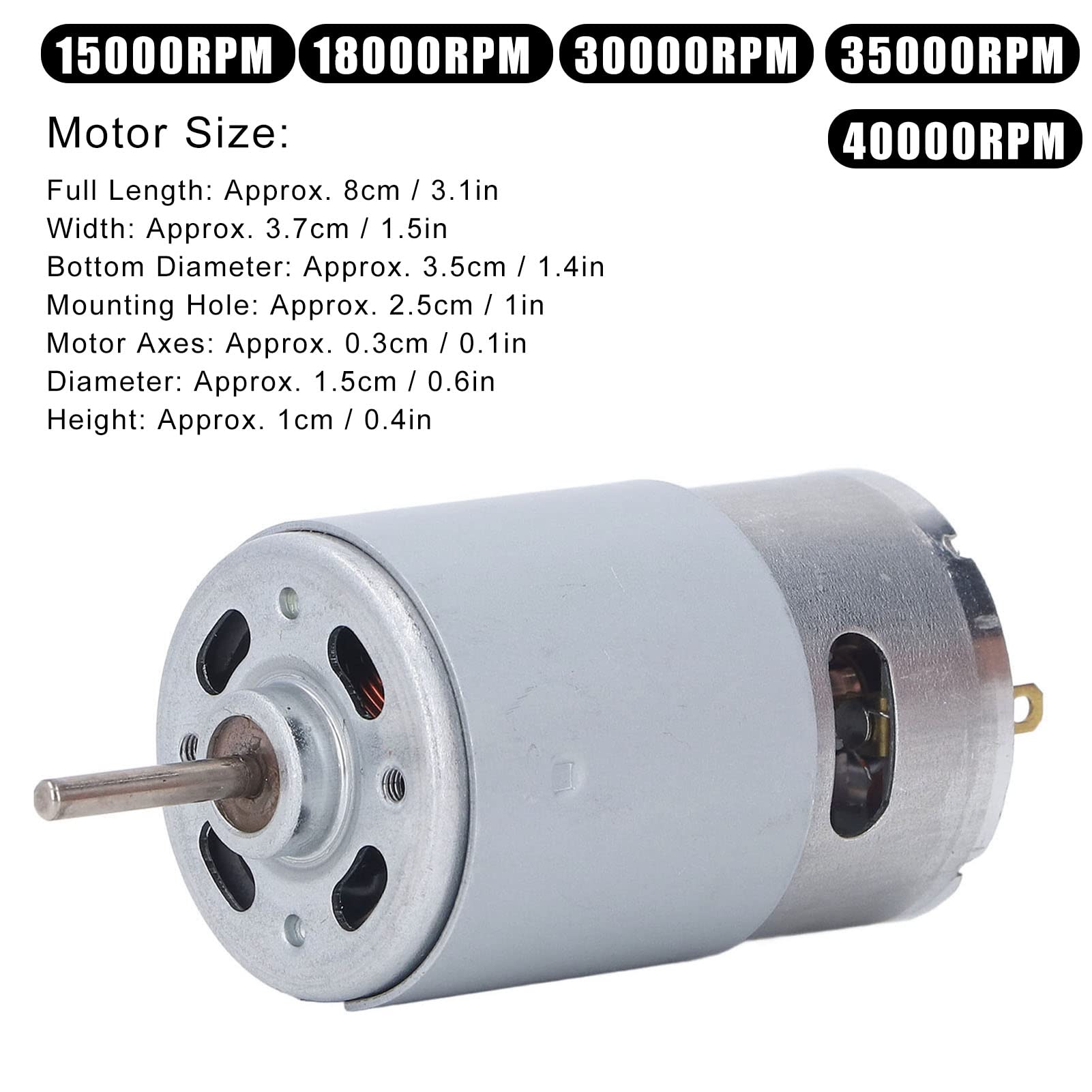 Moteur DC Brossé 12V 15000-40000RPM – Haute Vitesse, Couple élevé, 19 Engrenages, Pour Jouets électriques Et Petites Voitures