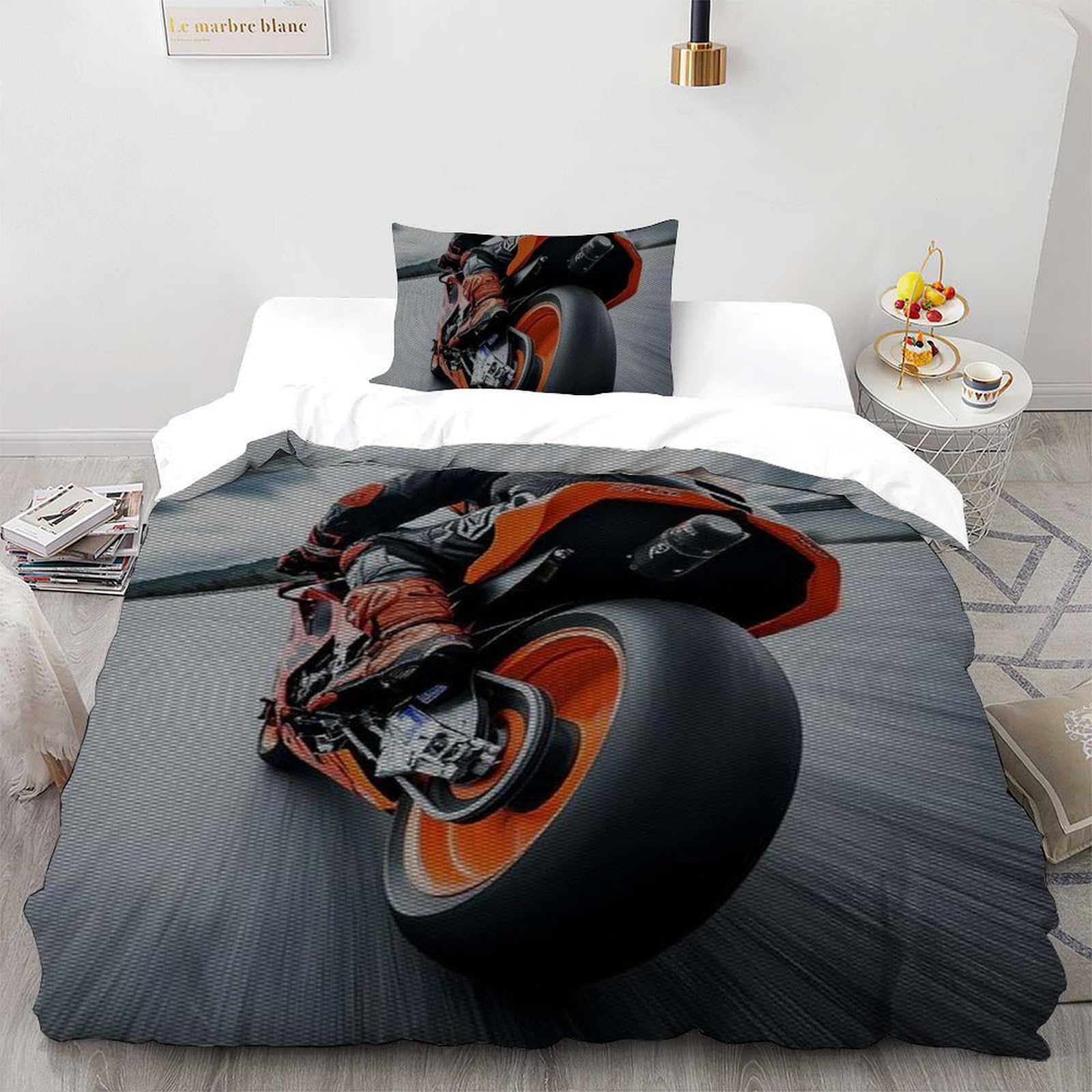 Literie microfibre vitesse passion avec impression 3D de voiture de sport rouge et taie