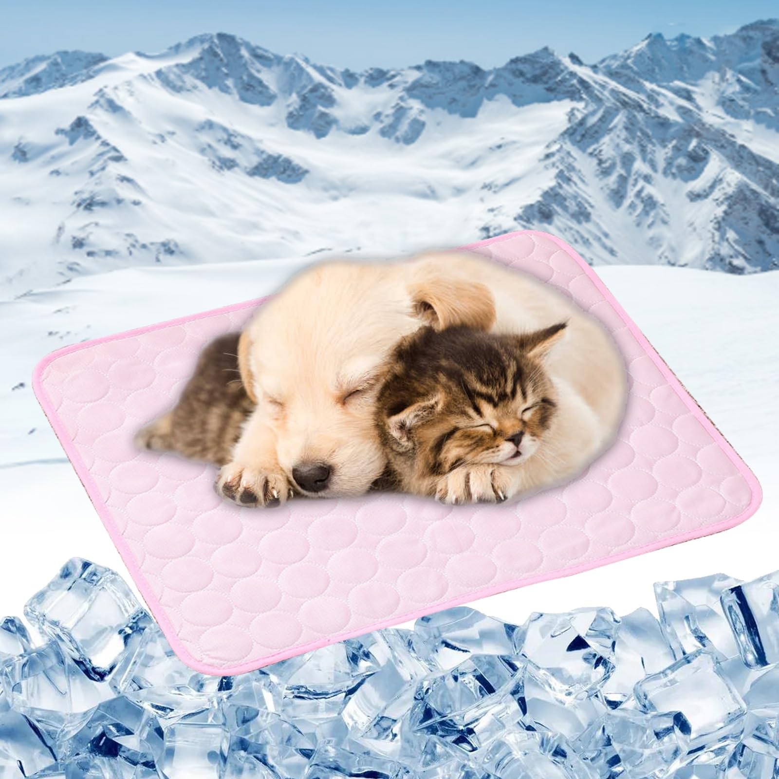 Tapis rafraîchissant chien LONGCAO 70x55 cm rose en gel non toxique