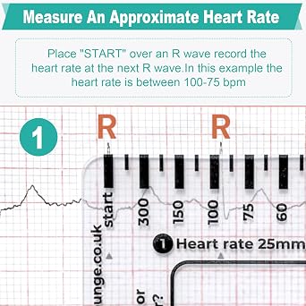 ECG 7 Step Ruler, ECG Plastic Ruler, Transparent EKG Pocket Card Measuring Tool, Pocket sized 8.6cm x 5.4cm, for Students, Paramedics, EMT's, Nurses & Doctors