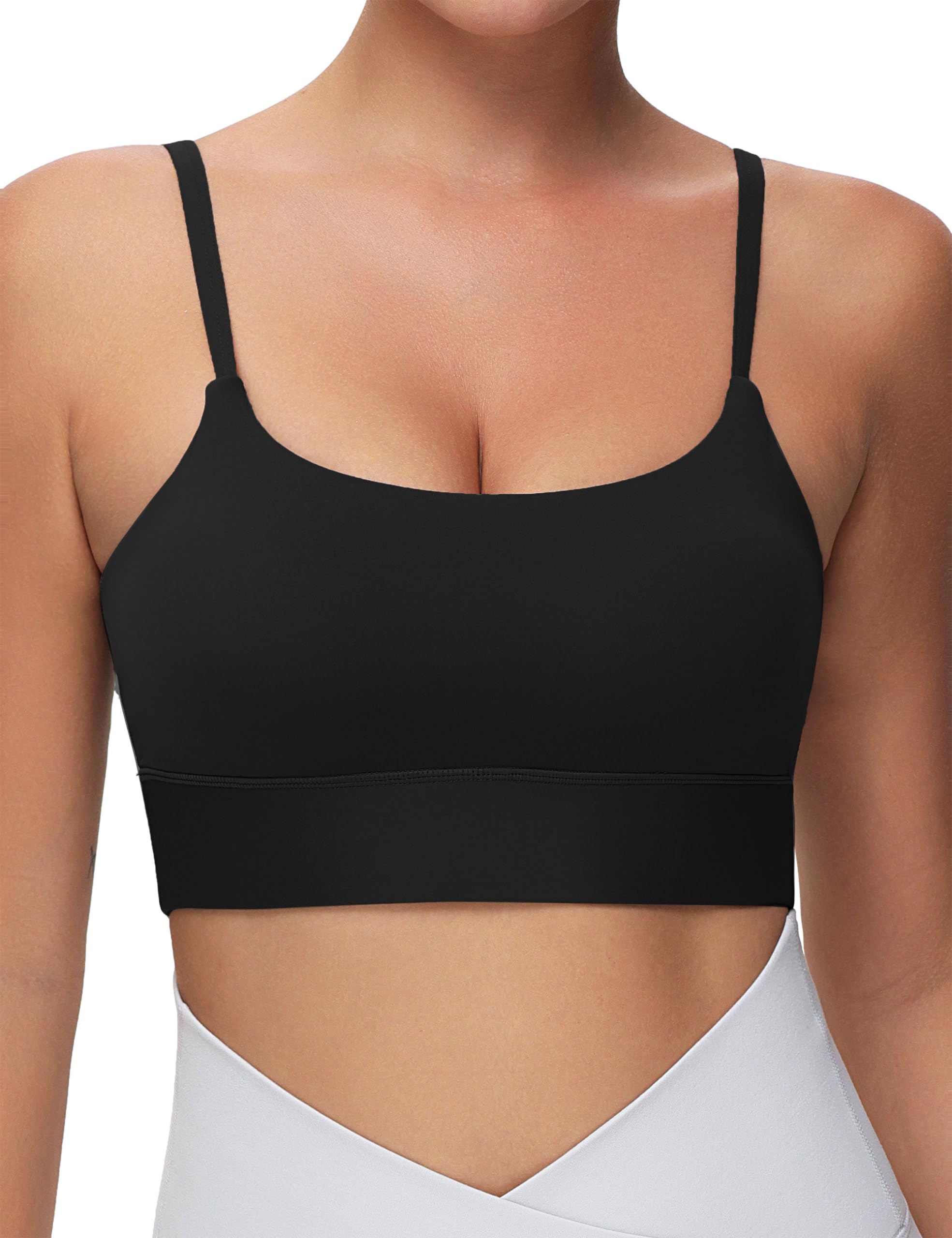 THE GYM PEOPLE Women's Adjustable Longline Sports Bras Scoop Neck Padded Wireless Workout Yoga Tops
