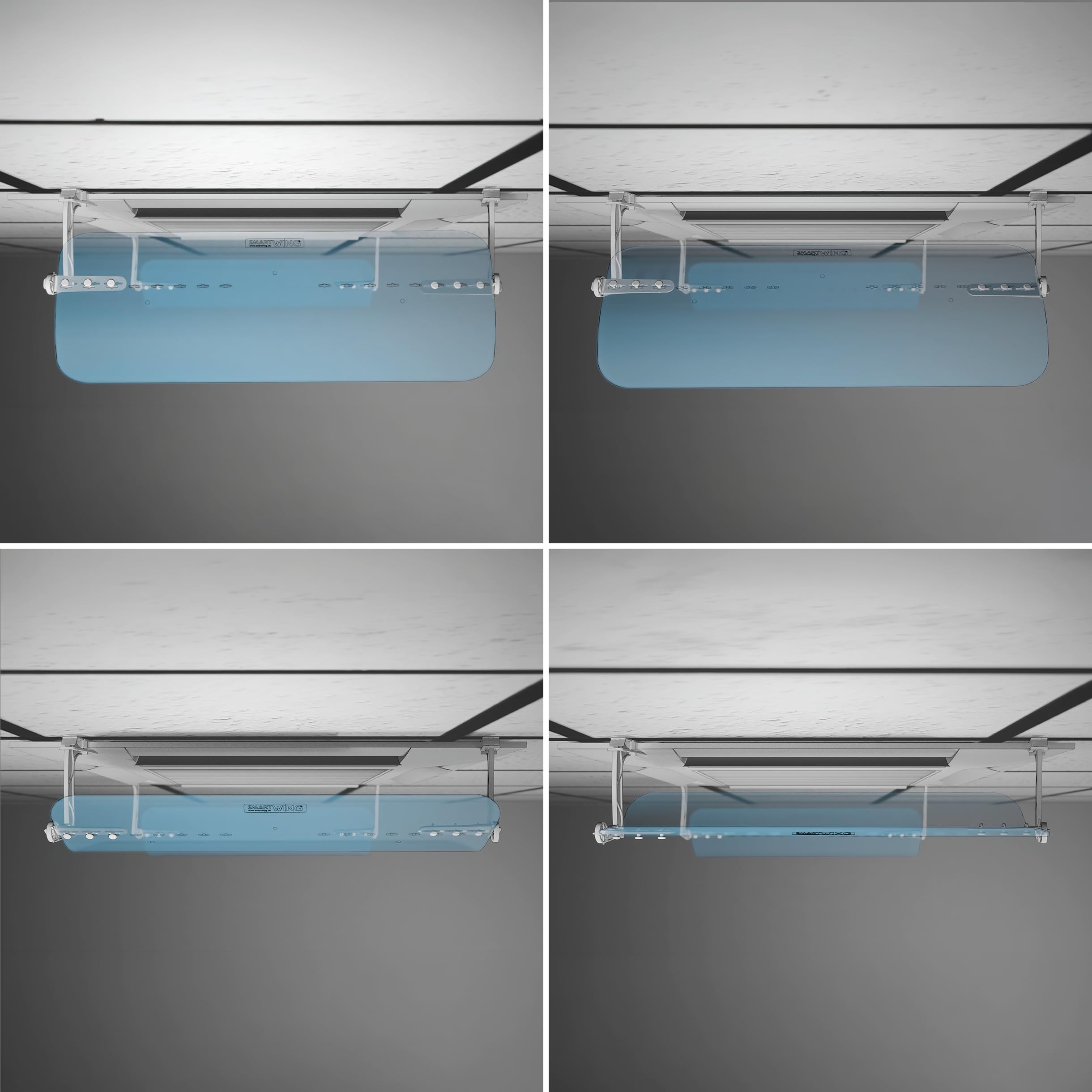 Deflettore di ventilazione per condizionatore d'aria a soffitto | confezione da 2 alette trasparenti fino a 60 cm (unità non inclusa)