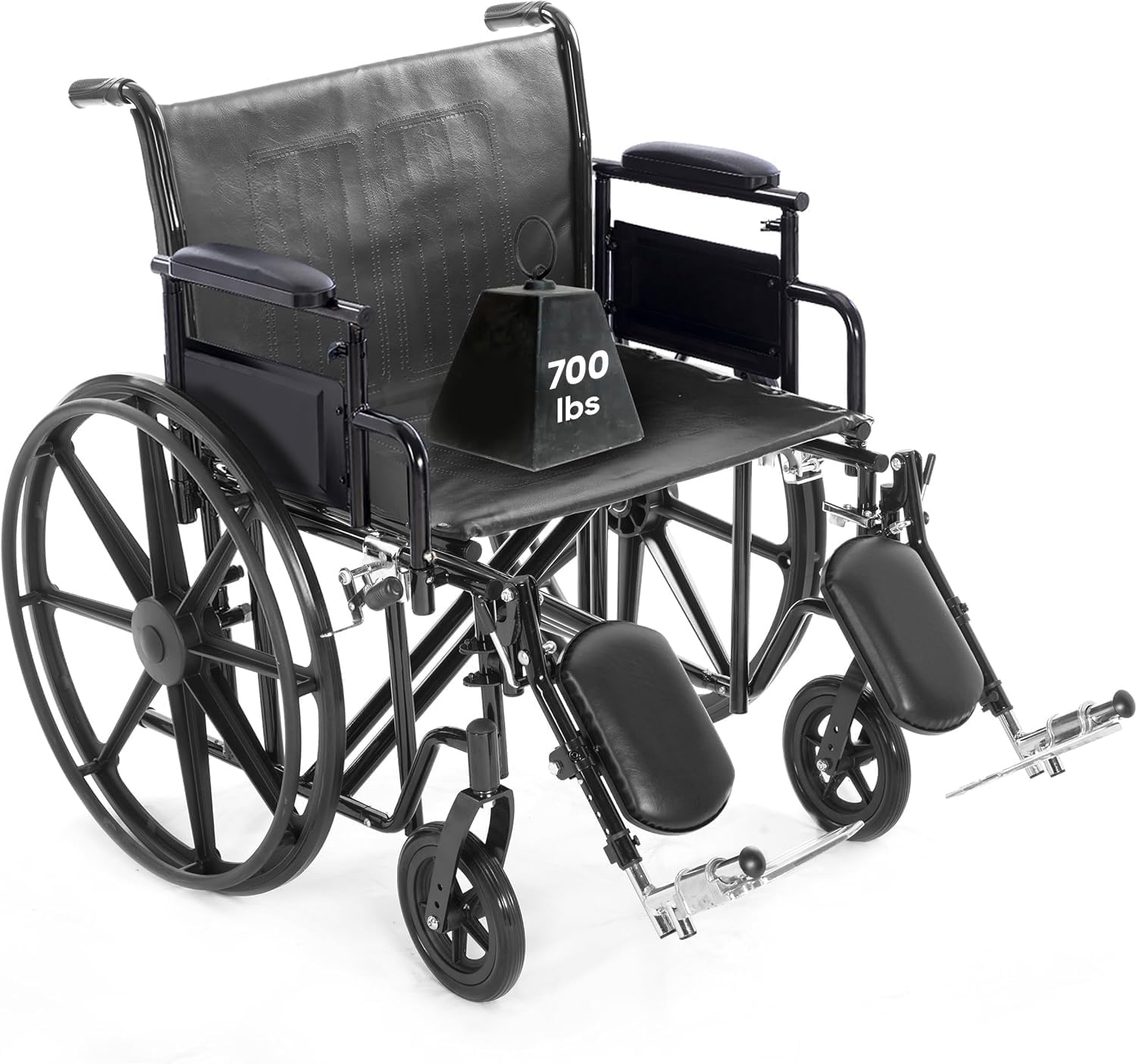 Heavy Duty Bariatric Wheelchair for Adults - Removable Desk Arms and Elevated Leg Rests - 700lb Capacity - 30" Seat Width - Adjustable Height, Foldable - K7