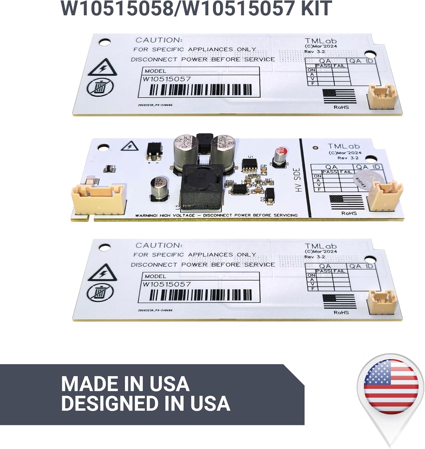 NEW W10515058 and W10515057 (2 PCs) Upgraded LED Lights. Replace parts: W10465957, W10522611, WPW10515058VP, AP6022534, PS11755867, WPPBA001052G-GLDN, EAP11755867, WPASF001056J-GLDN,PD00030078