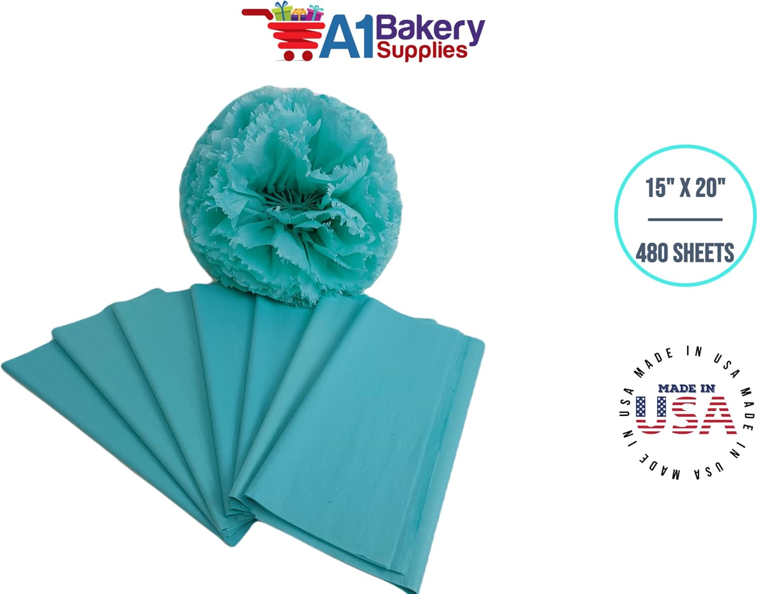 Bulk Aqua Tissue Paper 15 x 20 480 Sheets Premium Tissue Paper A1 bakery supplies