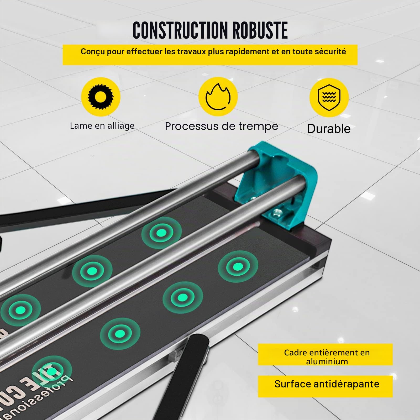 Mophorn Coupe-Carrelage 800mm, Coupe-carreaux Manuel avec Double Rails et Supports, Outil Manuel pour Couper les Carreaux avec Positionnement Laser Précise, Echelle Réglable, Coupe Biseautée