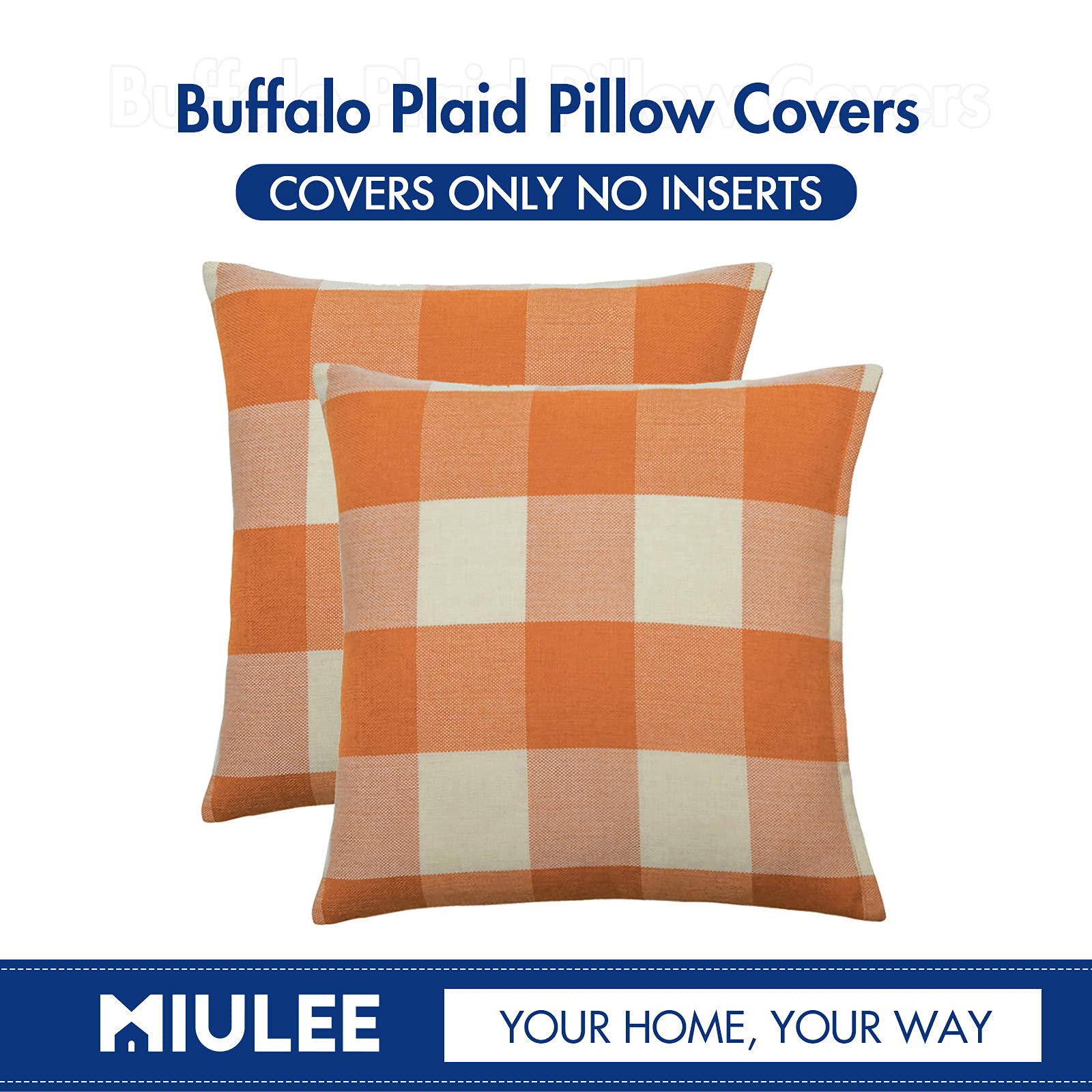 MIULEE Fall Pack of 2 Decorative Classic Farmhouse Buffalo Check Plaids