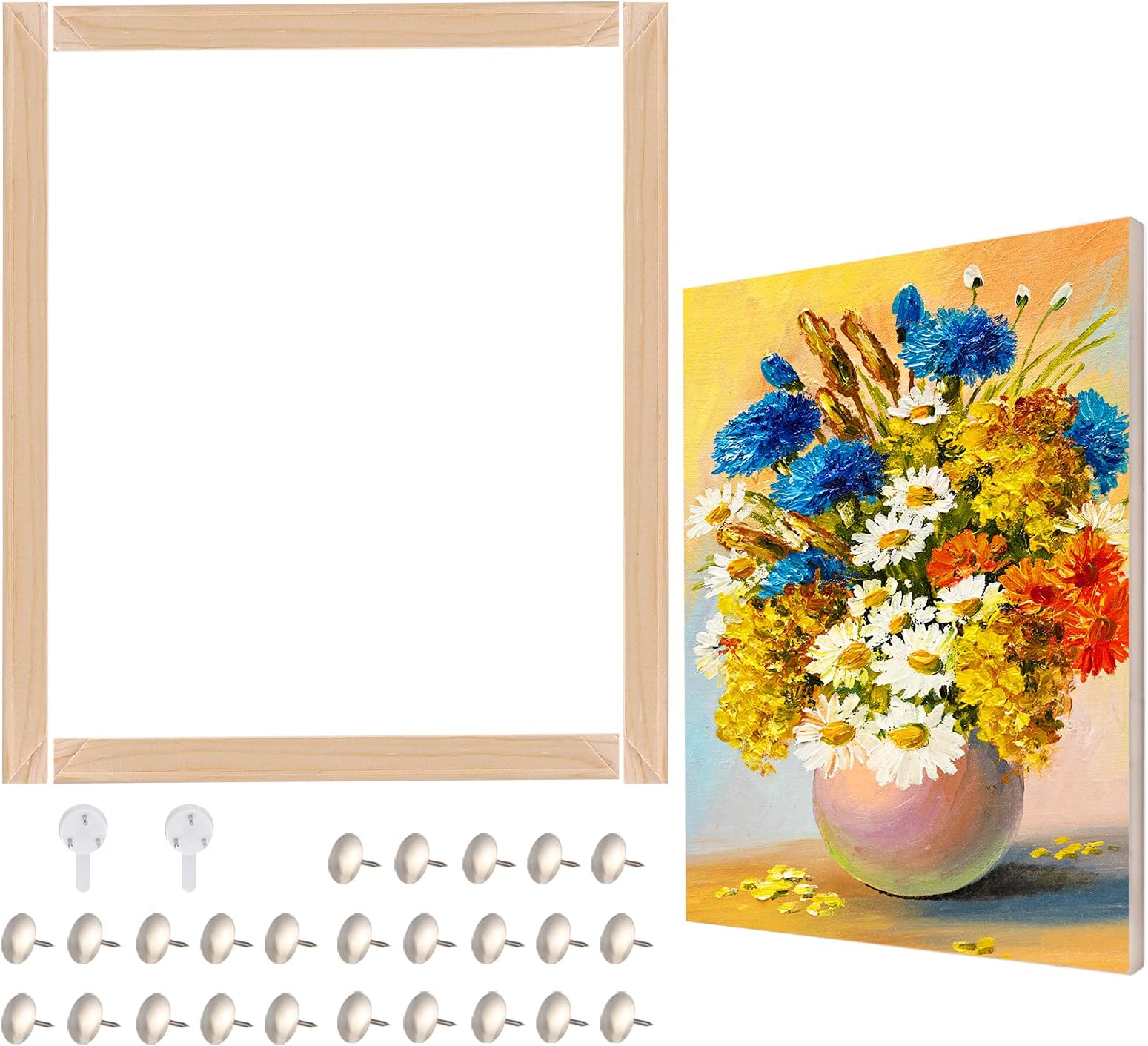 Caydo 2 Pack Canvas Stretcher Bars Kit, 12x16 Inch Removable Canvas Wooden Frames for Prints, Oil Paintings, Paint by Numbers & Poster