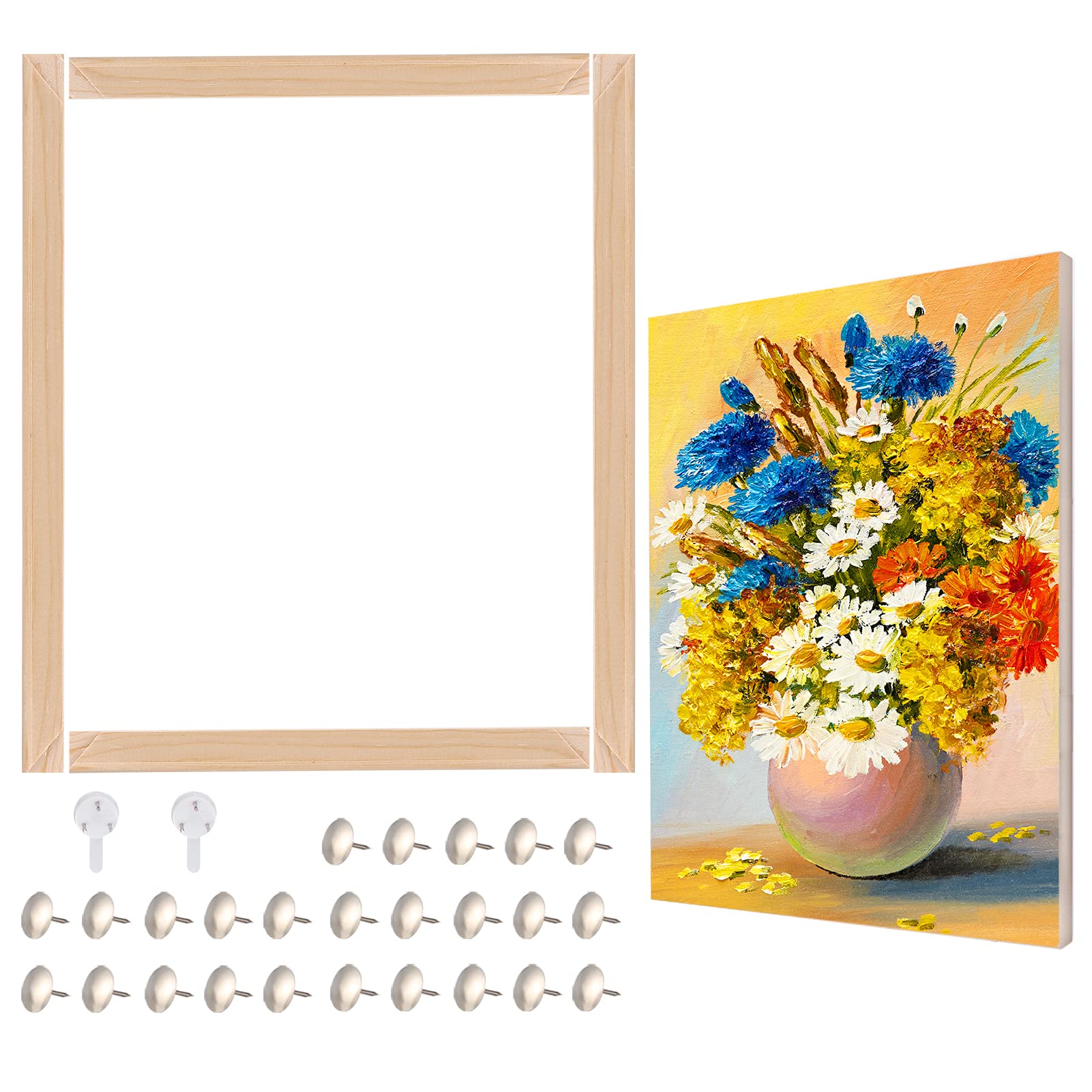 Caydo 2 Pack Canvas Stretcher Bars Kit, 12x16 Inch Removable Canvas Wooden Frames for Prints, Oil Paintings, Paint by Numbers & Poster