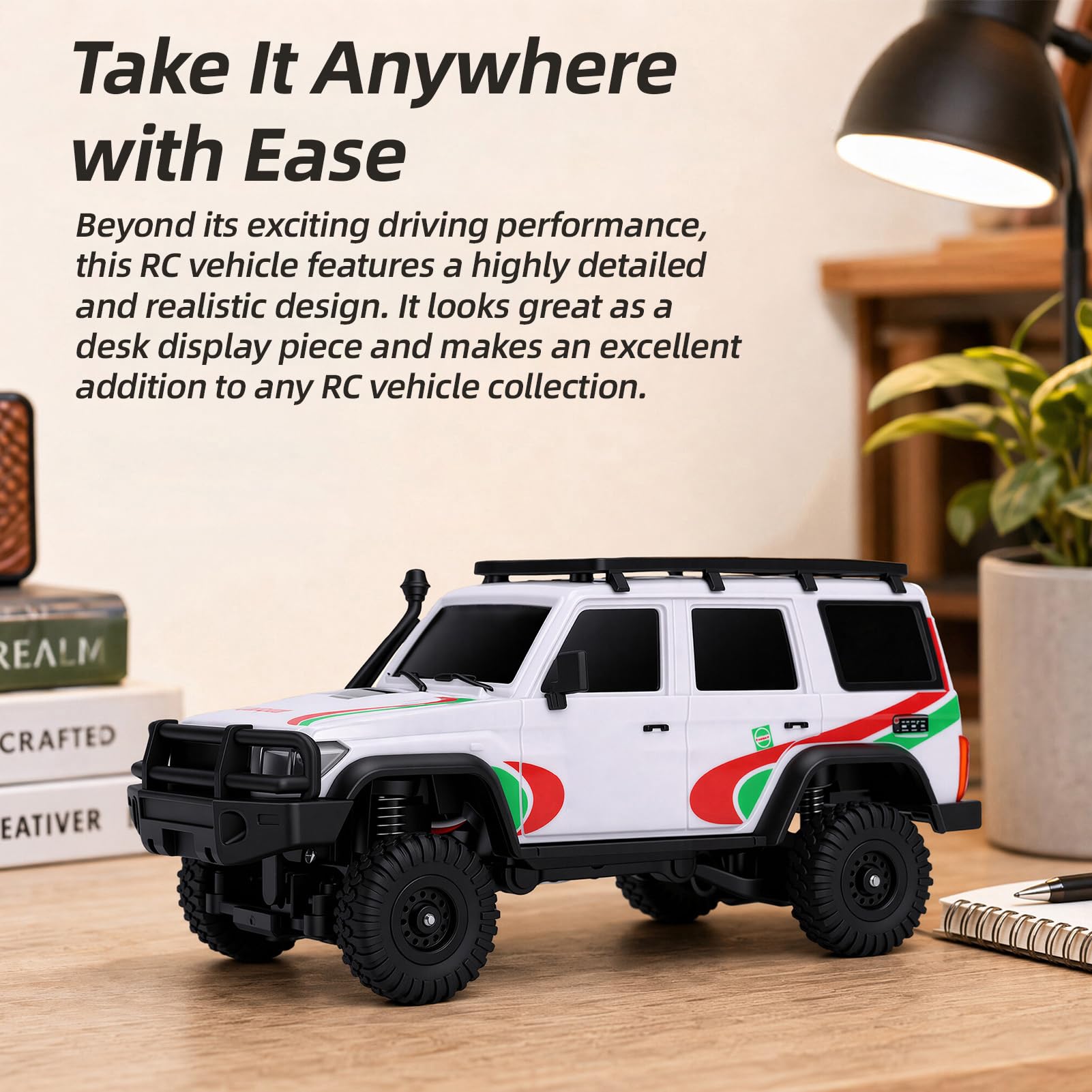 Auto fuoristrada radiocomandata in scala 1:43, auto radiocomandata 2,4G completamente proporzionale con luci LED, crawler elettrico controllato tramite app, per adulti, portata 40 m