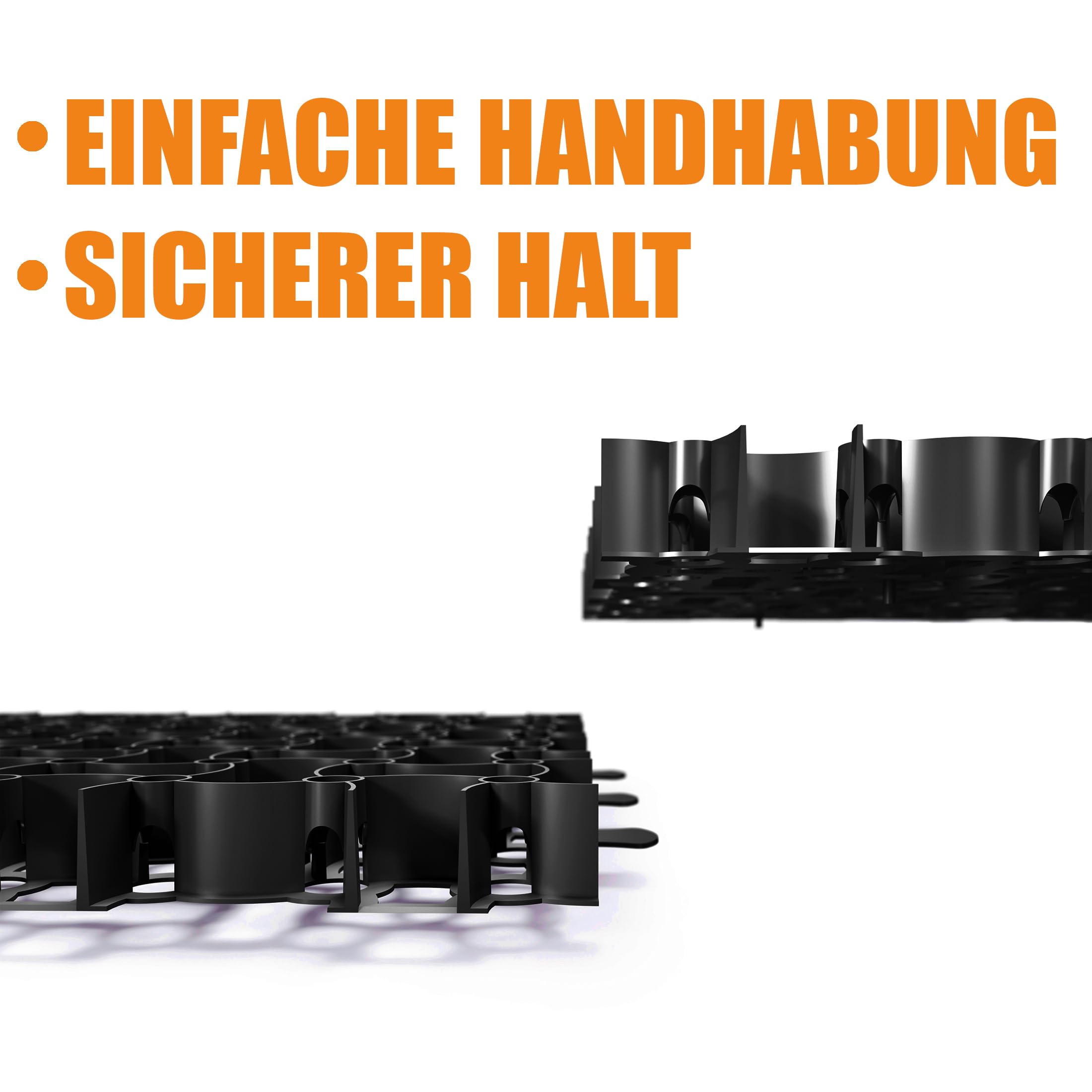 BigDean Rasengitter Kunststoff 100 Stück a 50 x 50 x 4 cm - 16 t/m² belastbar & befahrbar Paddockplatten in schwarz (25 m²)