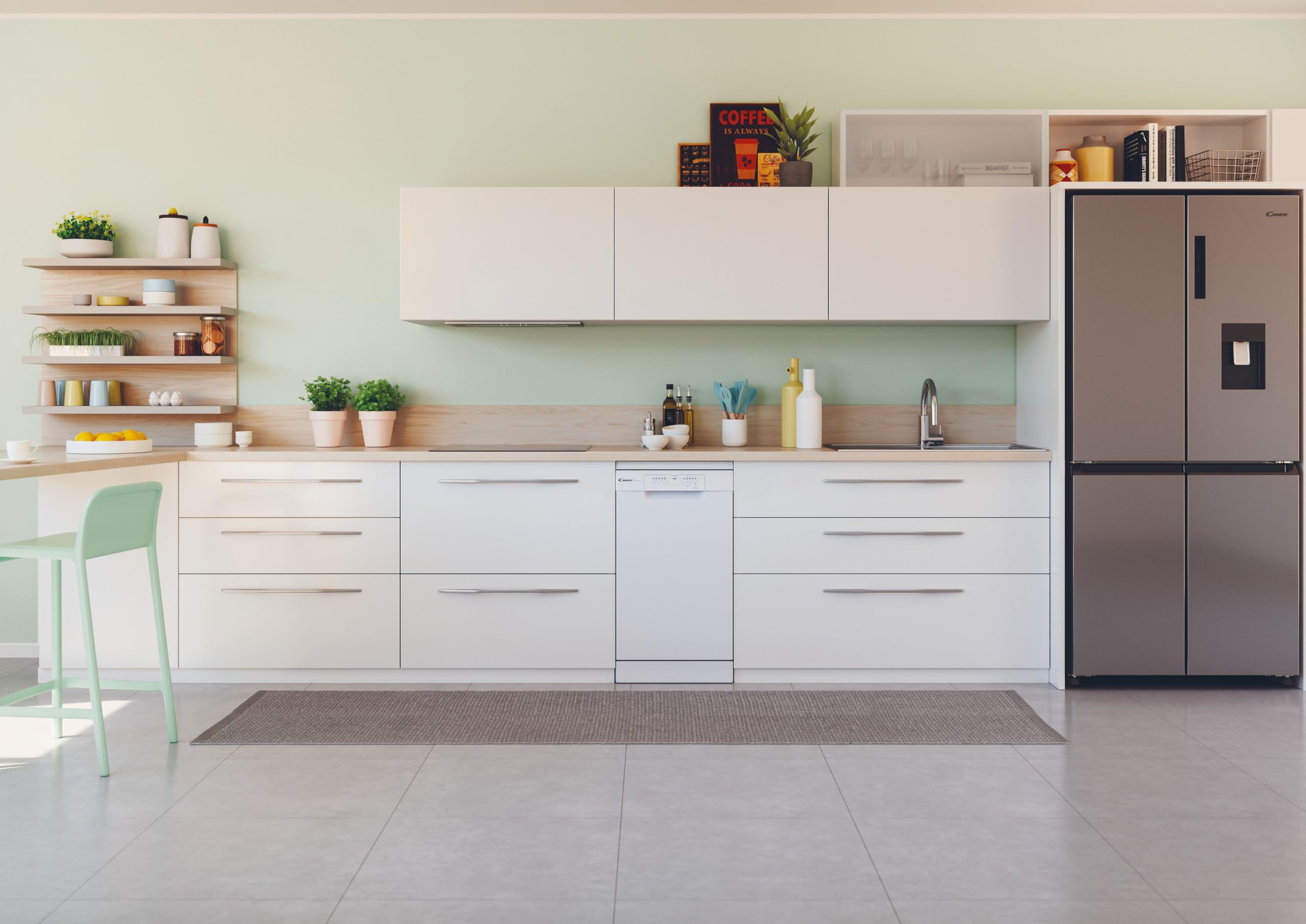 Candy Brava CDPH 2L1049W Lavastoviglie Slim, 10 Coperti, 5 Programmi, Ciclo Rapido, Partenza Ritardata, Classe E, 45x58x82 cm, Bianco