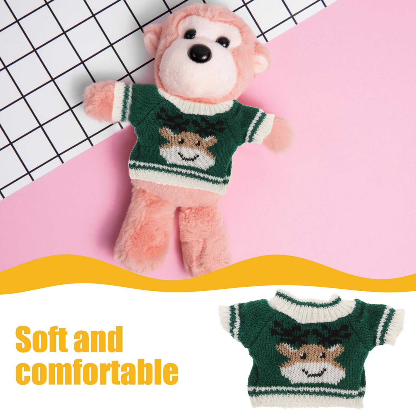 TOYANDONA 4Pcs Sweater Doll Clothes, Wool Yarn Mini Bear Outfits for 14-18 Inch Plush Toys, Elastic Design - Image 2