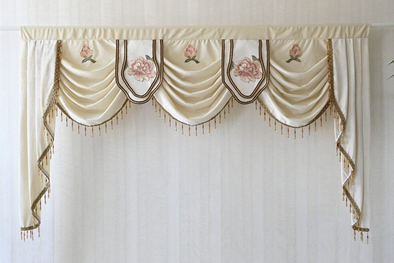 Risuho Luxury Beige Velvet Waterfall Swag Valance