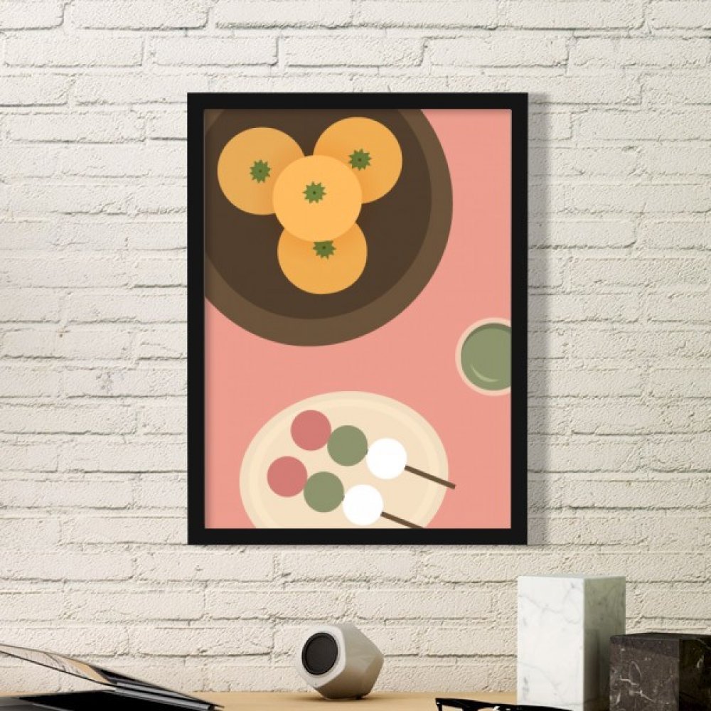 Cadre d'art simple avec estampe de snack japonais noir DIYthinker petit format