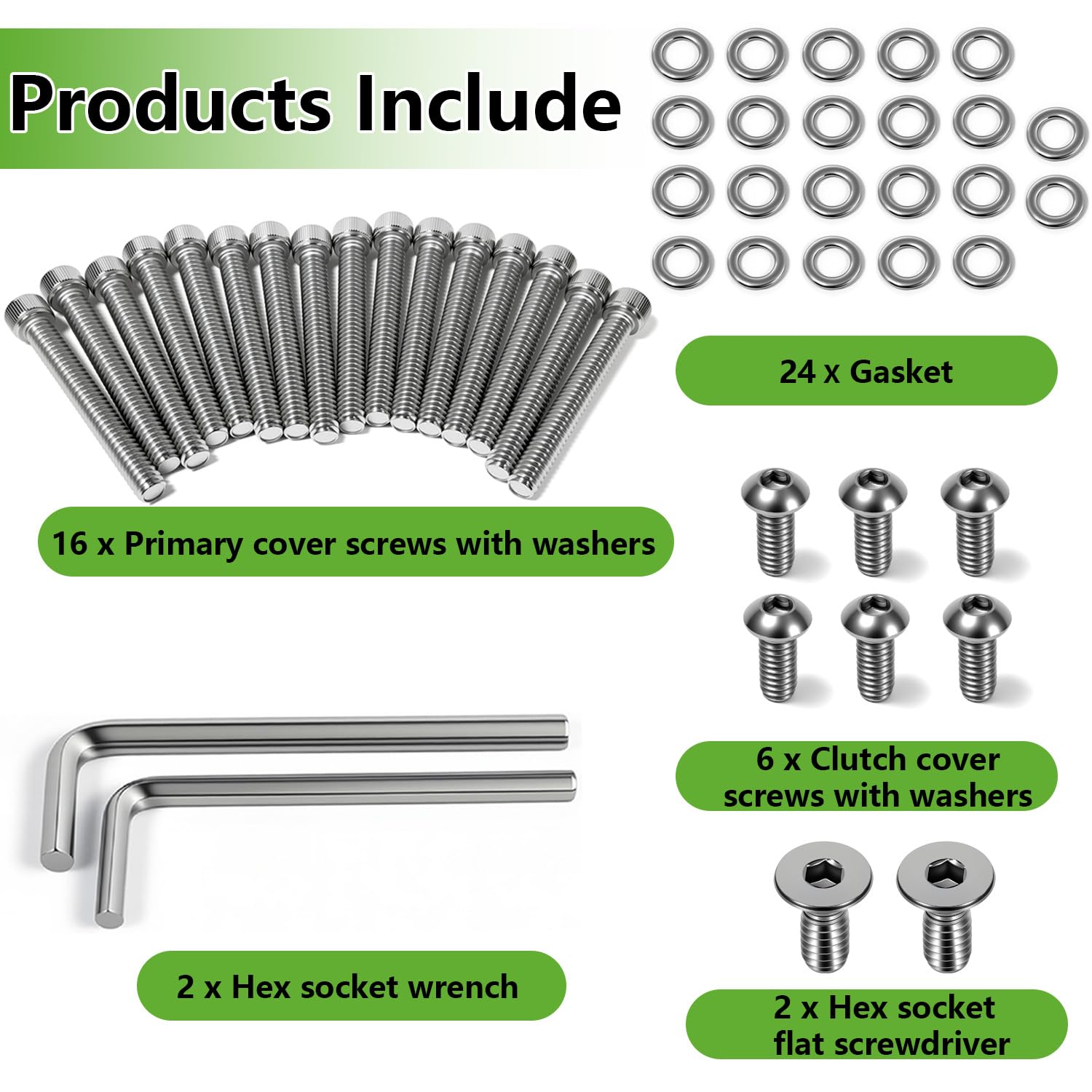 Clutch Primary Cover Bolt Kit Compatible with Replace Part # 943 4820A 41191-74A Iron Sportster 883 1200 Forty Eight 2004-2022