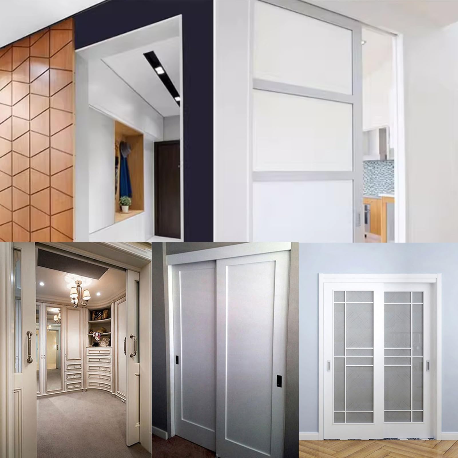 Schiebetürschiene mit Beschlägen, anpassbare Länge für 2/4 Türen, perfekt für Raumteiler/Kleiderschrank